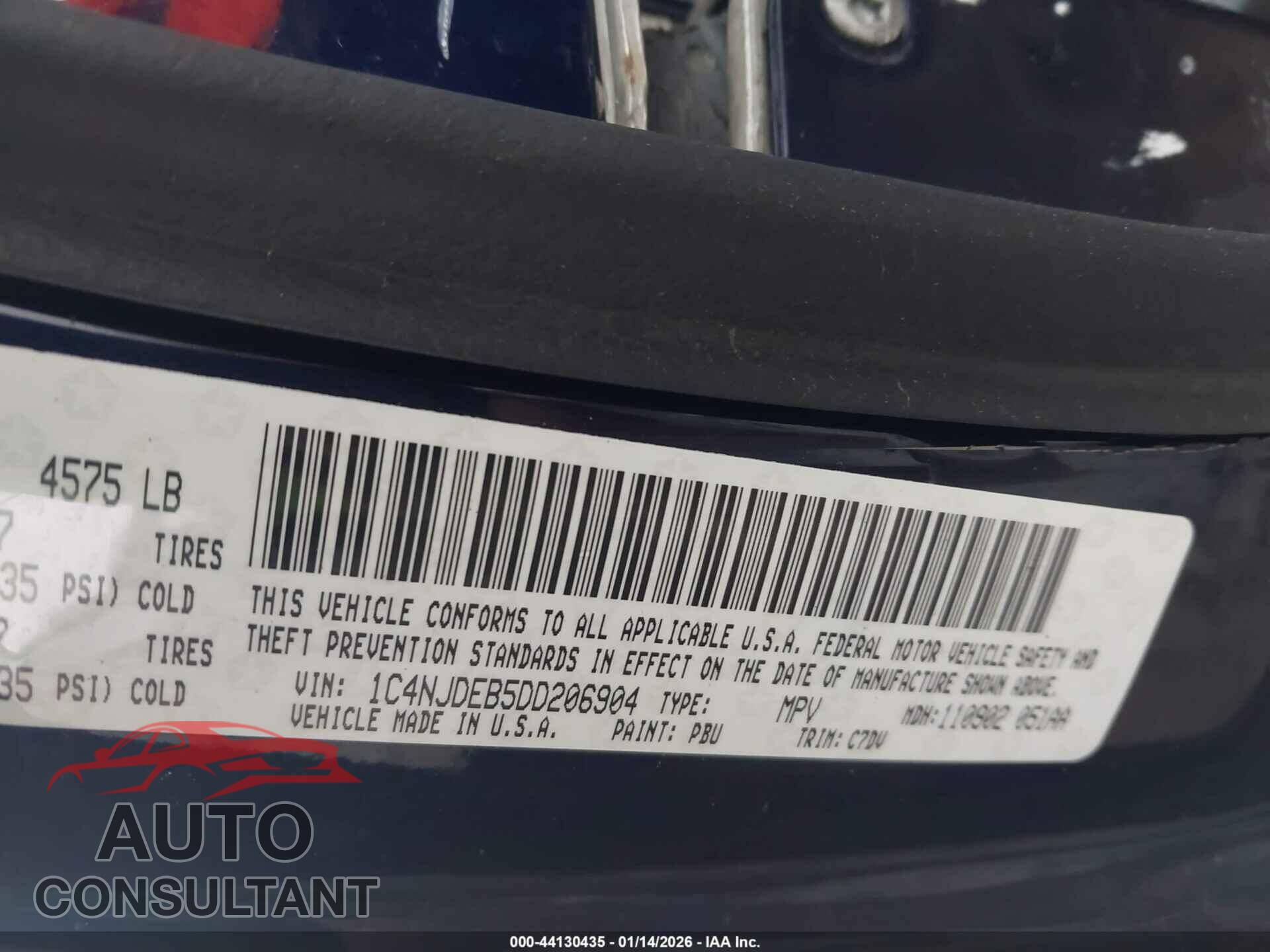 JEEP COMPASS 2013 - 1C4NJDEB5DD206904