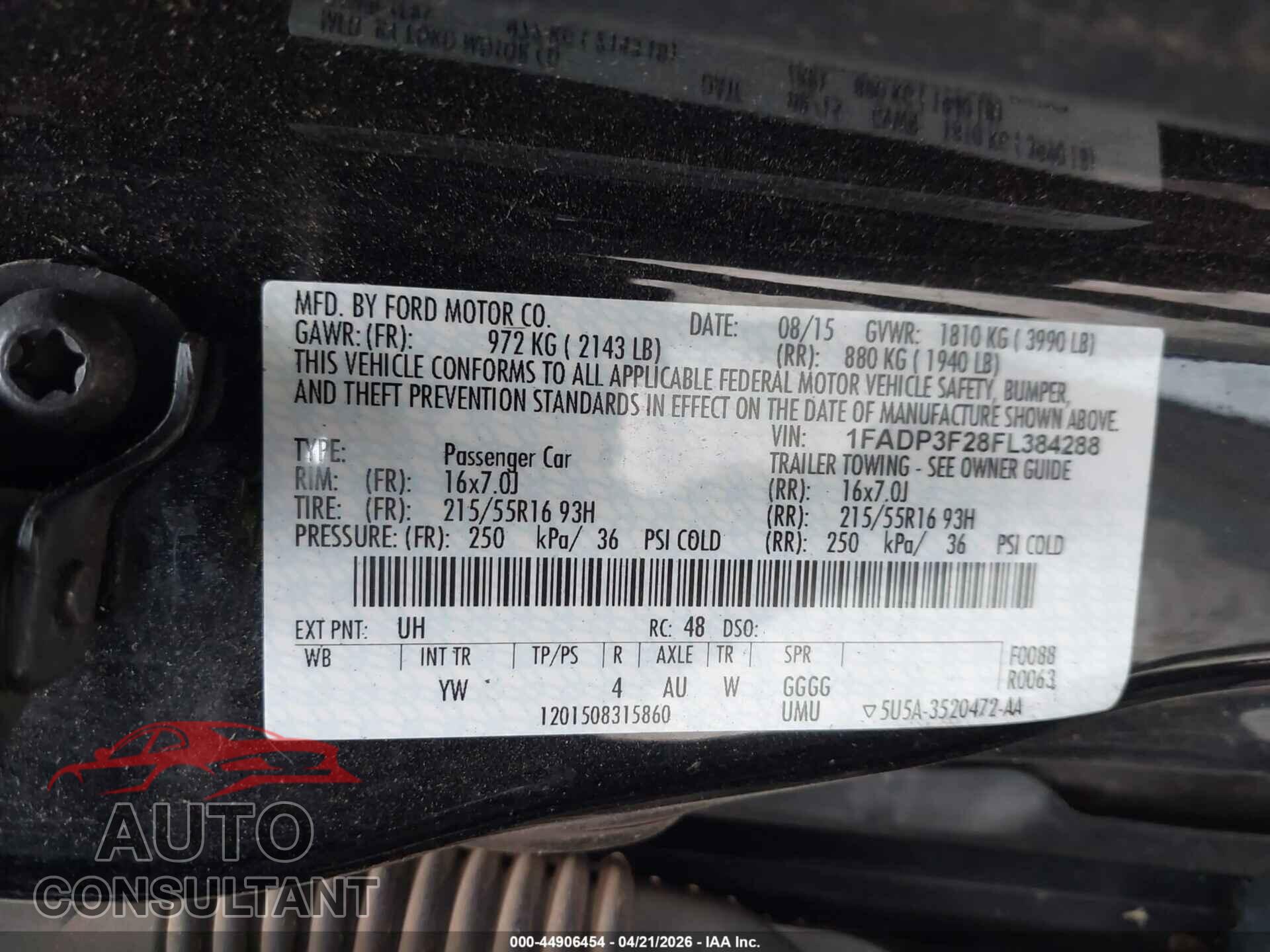 FORD FOCUS 2015 - 1FADP3F28FL384288