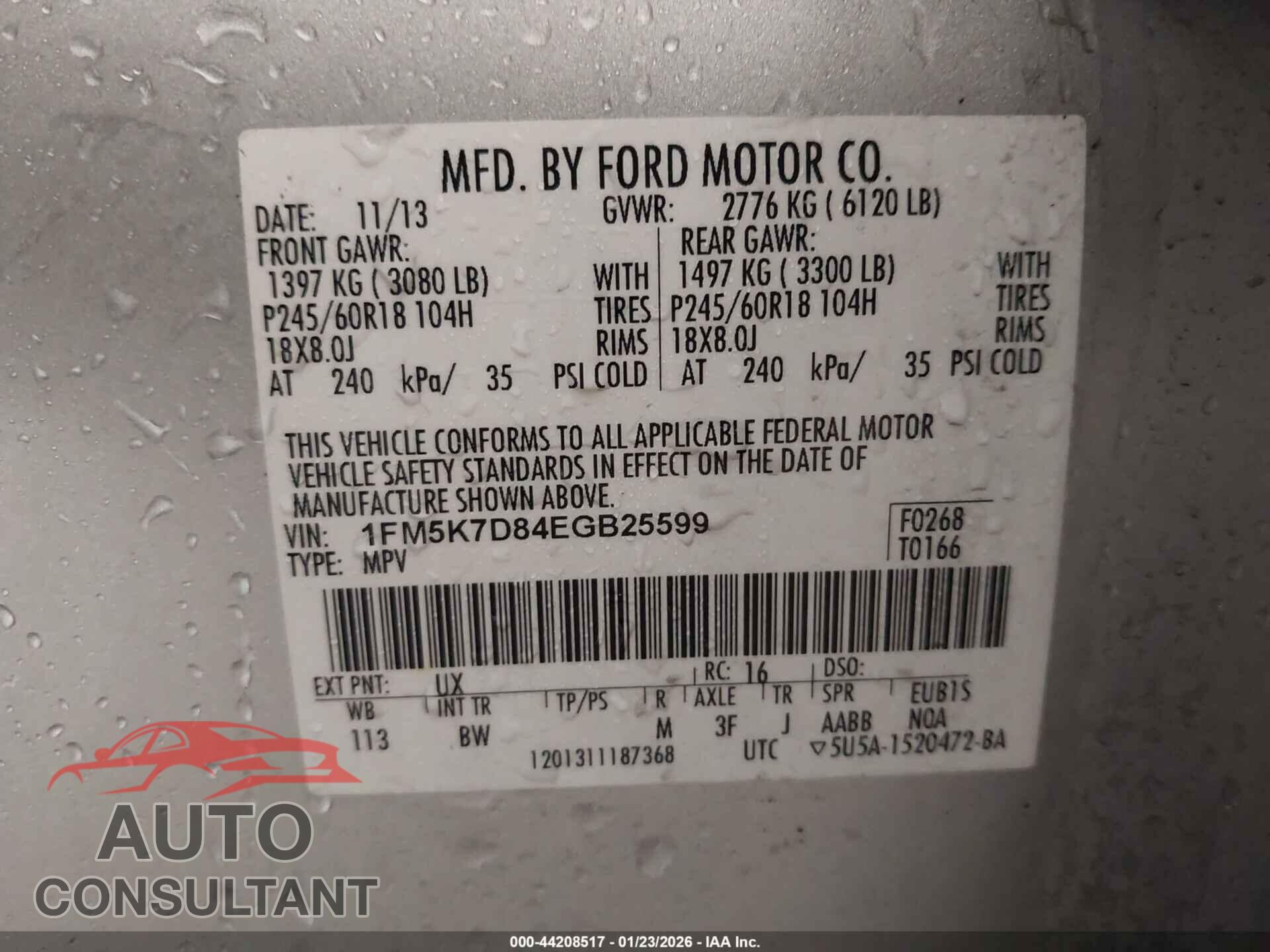 FORD EXPLORER 2014 - 1FM5K7D84EGB25599