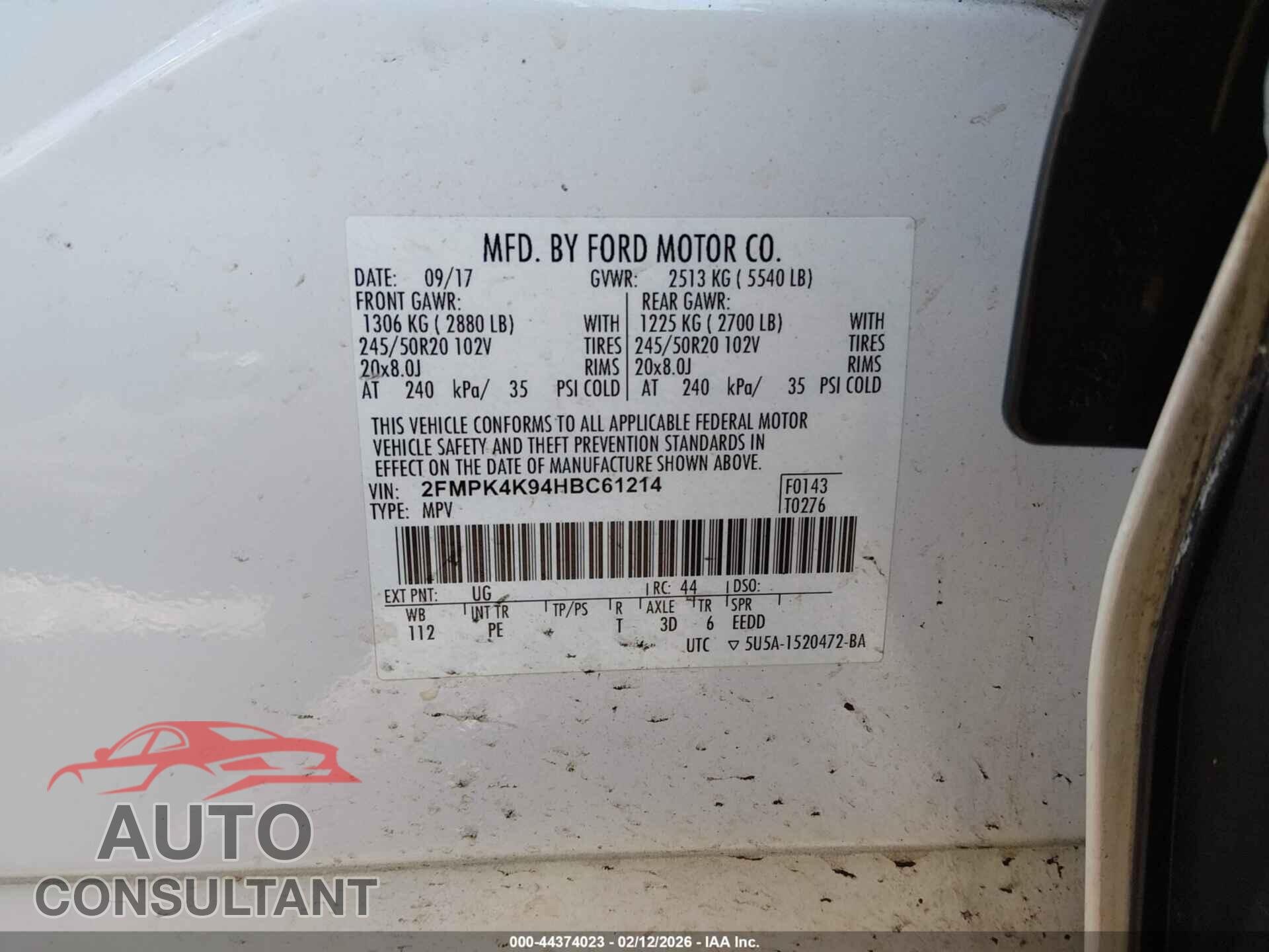 FORD EDGE 2017 - 2FMPK4K94HBC61214