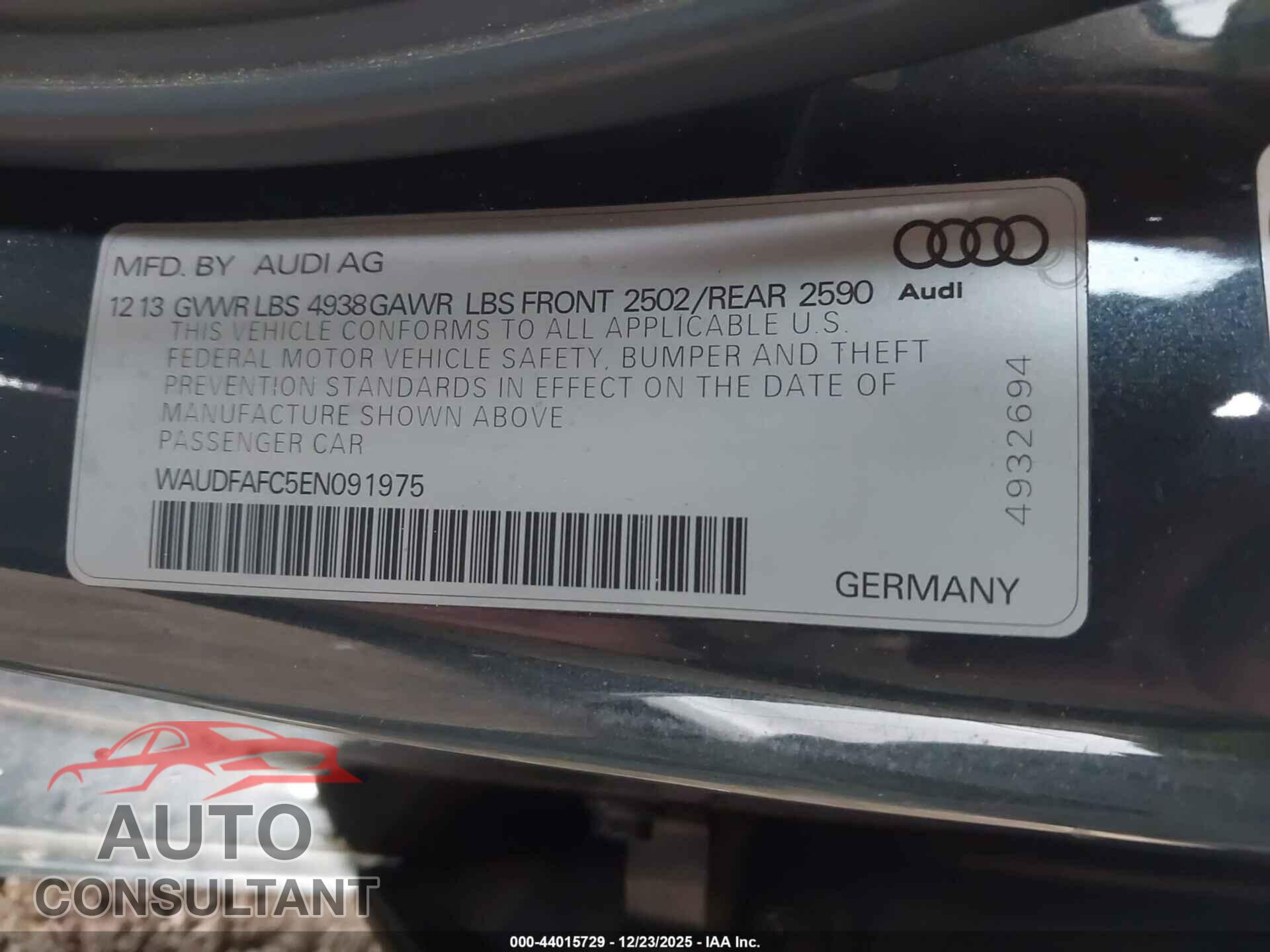 AUDI A6 2014 - WAUDFAFC5EN091975