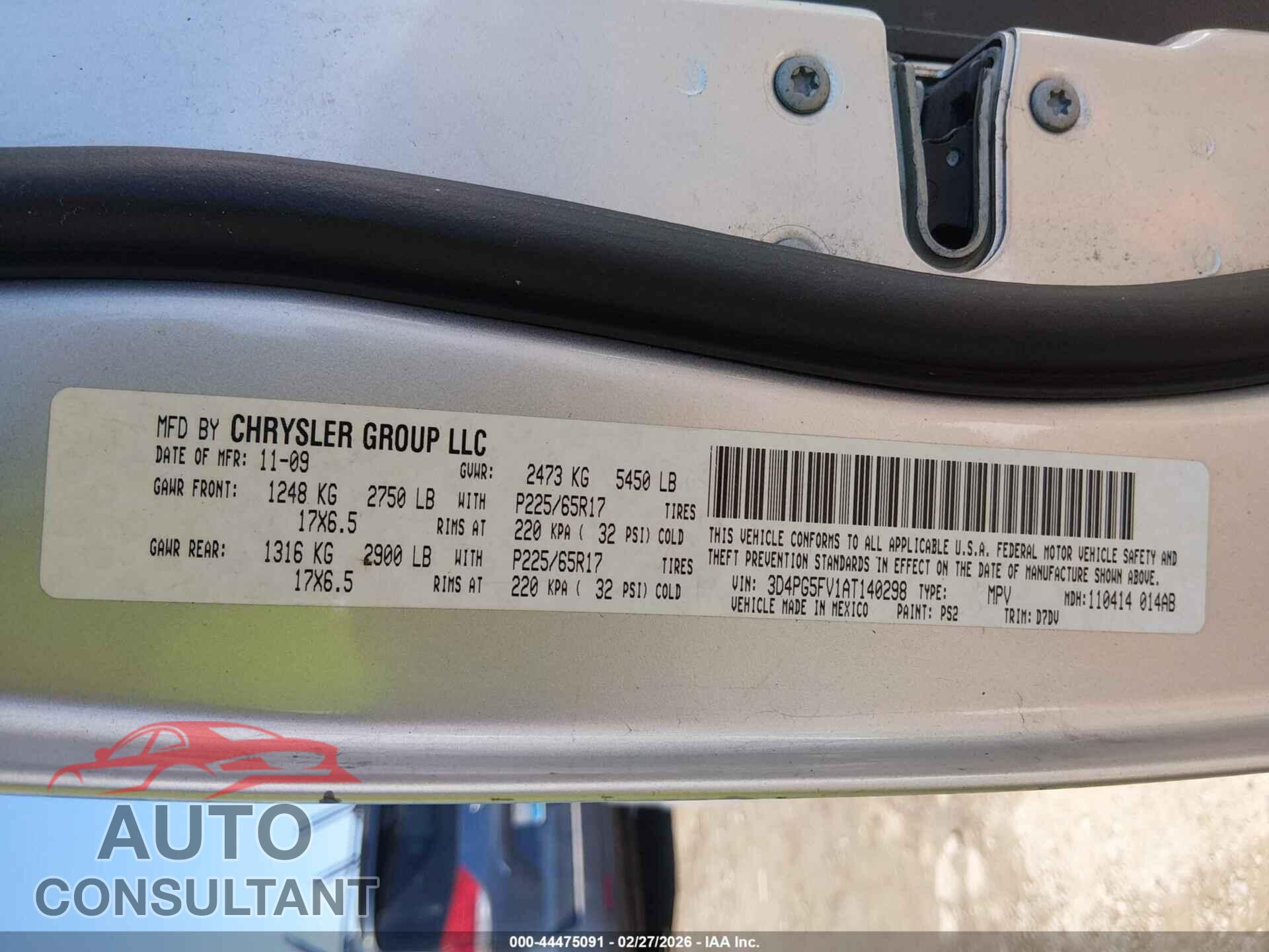 DODGE JOURNEY 2010 - 3D4PG5FV1AT140298