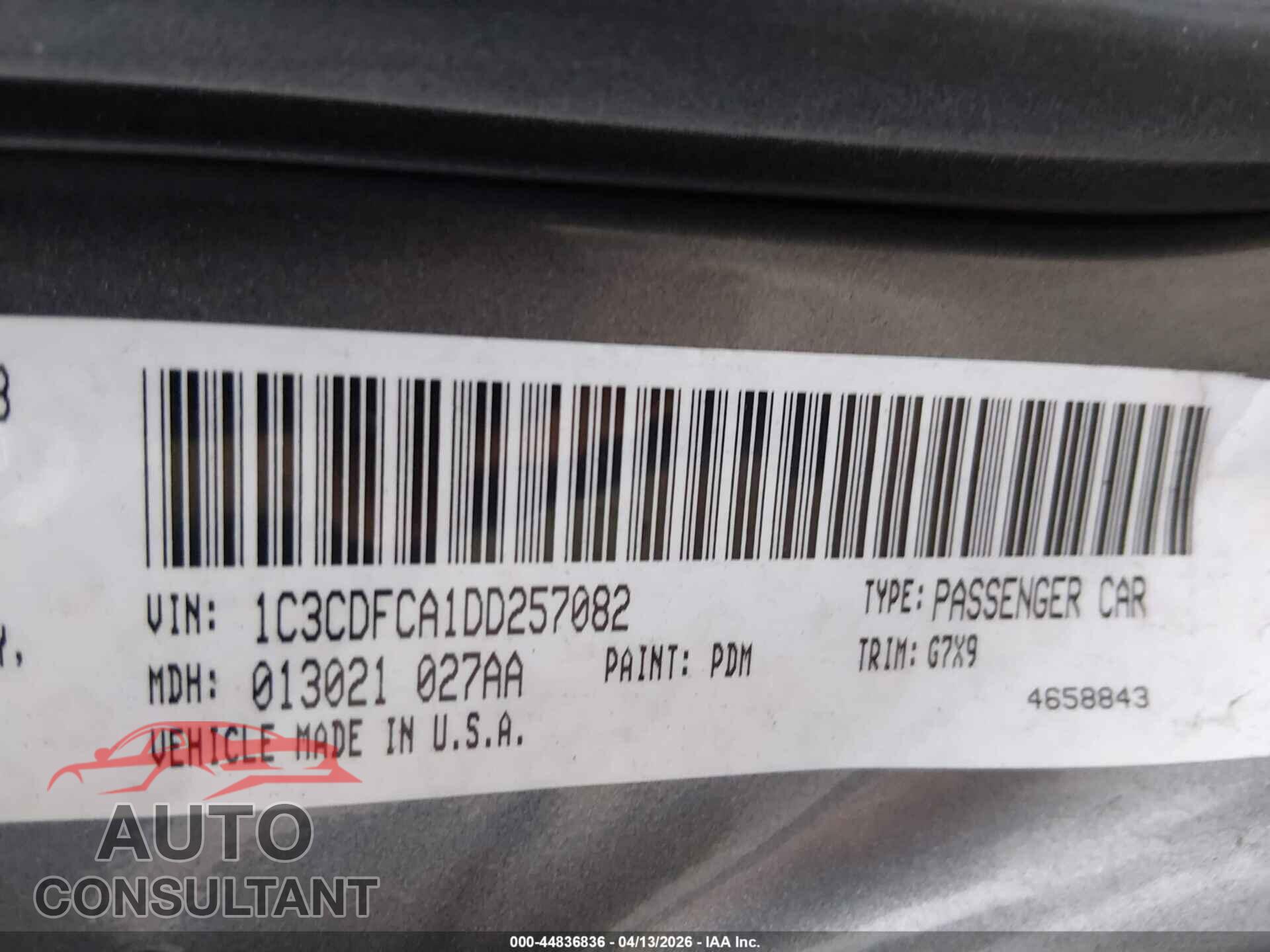 DODGE DART 2013 - 1C3CDFCA1DD257082