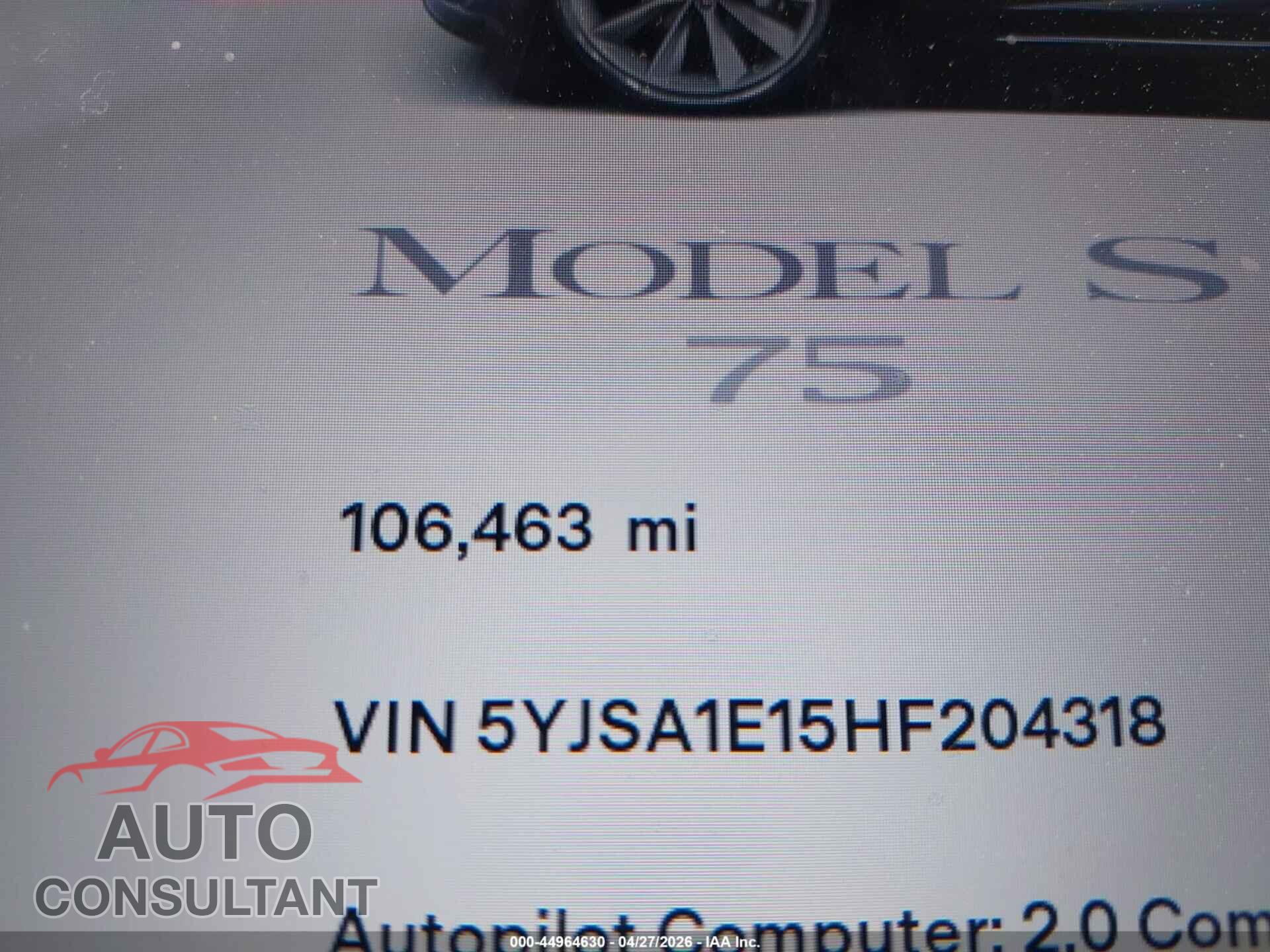 TESLA MODEL S 2017 - 5YJSA1E15HF204318