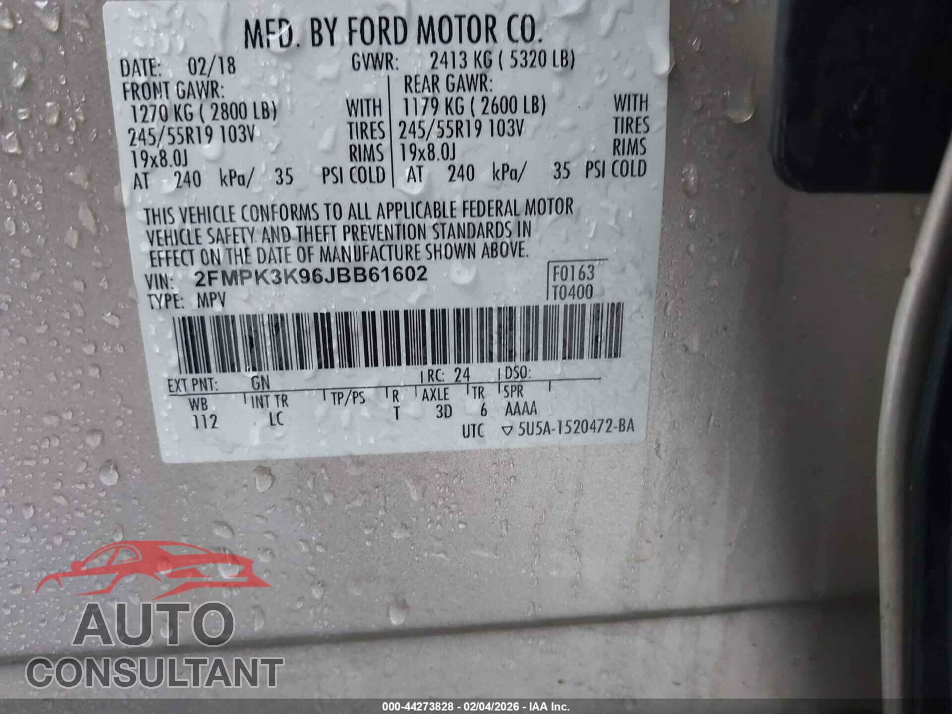 FORD EDGE 2018 - 2FMPK3K96JBB61602