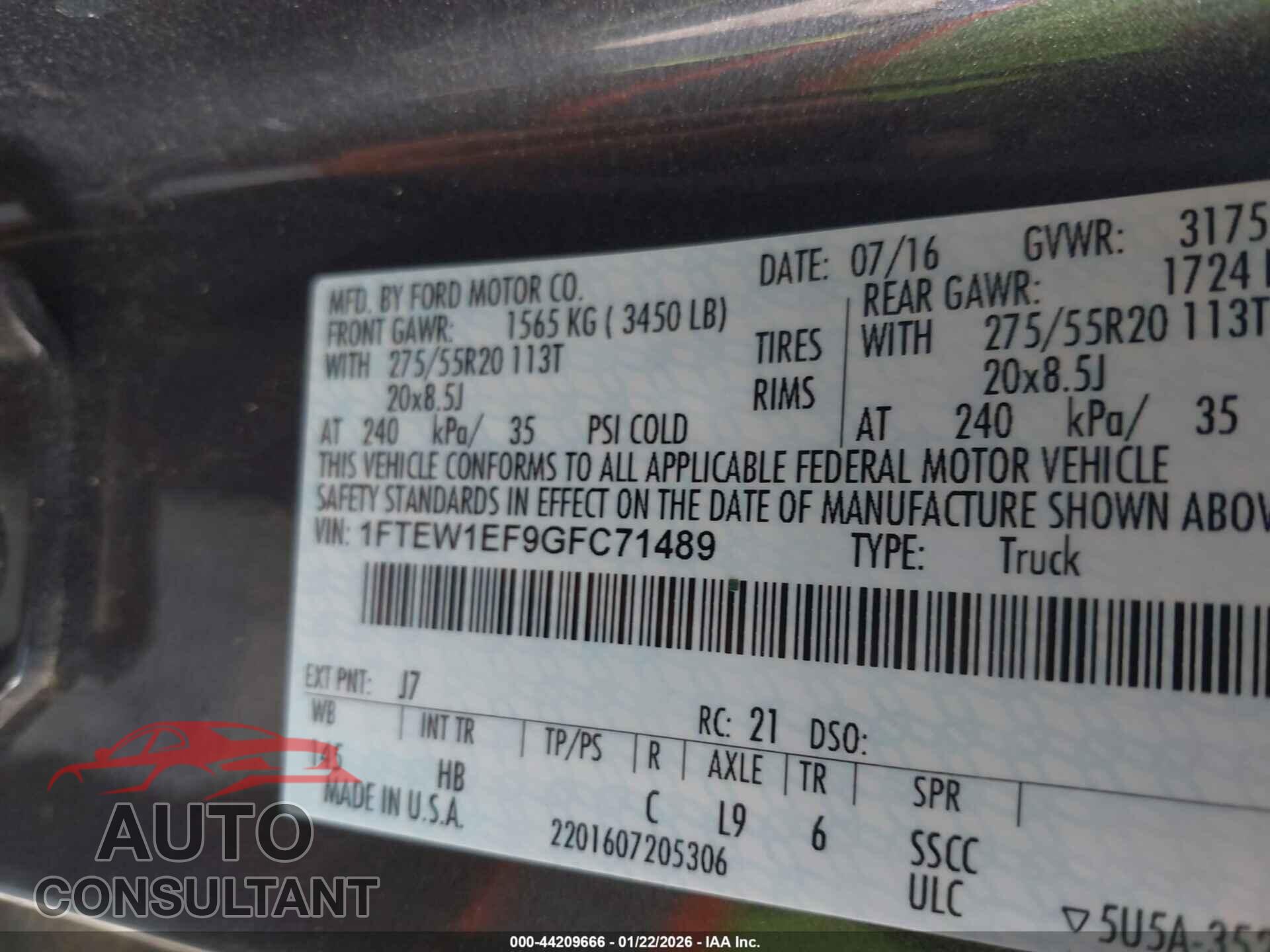 FORD F-150 2016 - 1FTEW1EF9GFC71489