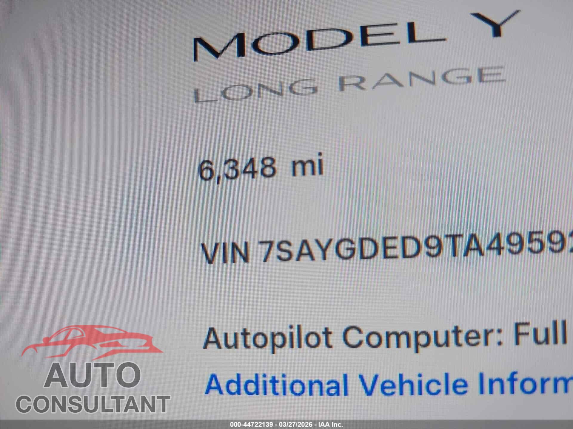 TESLA MODEL Y 2026 - 7SAYGDED9TA495922