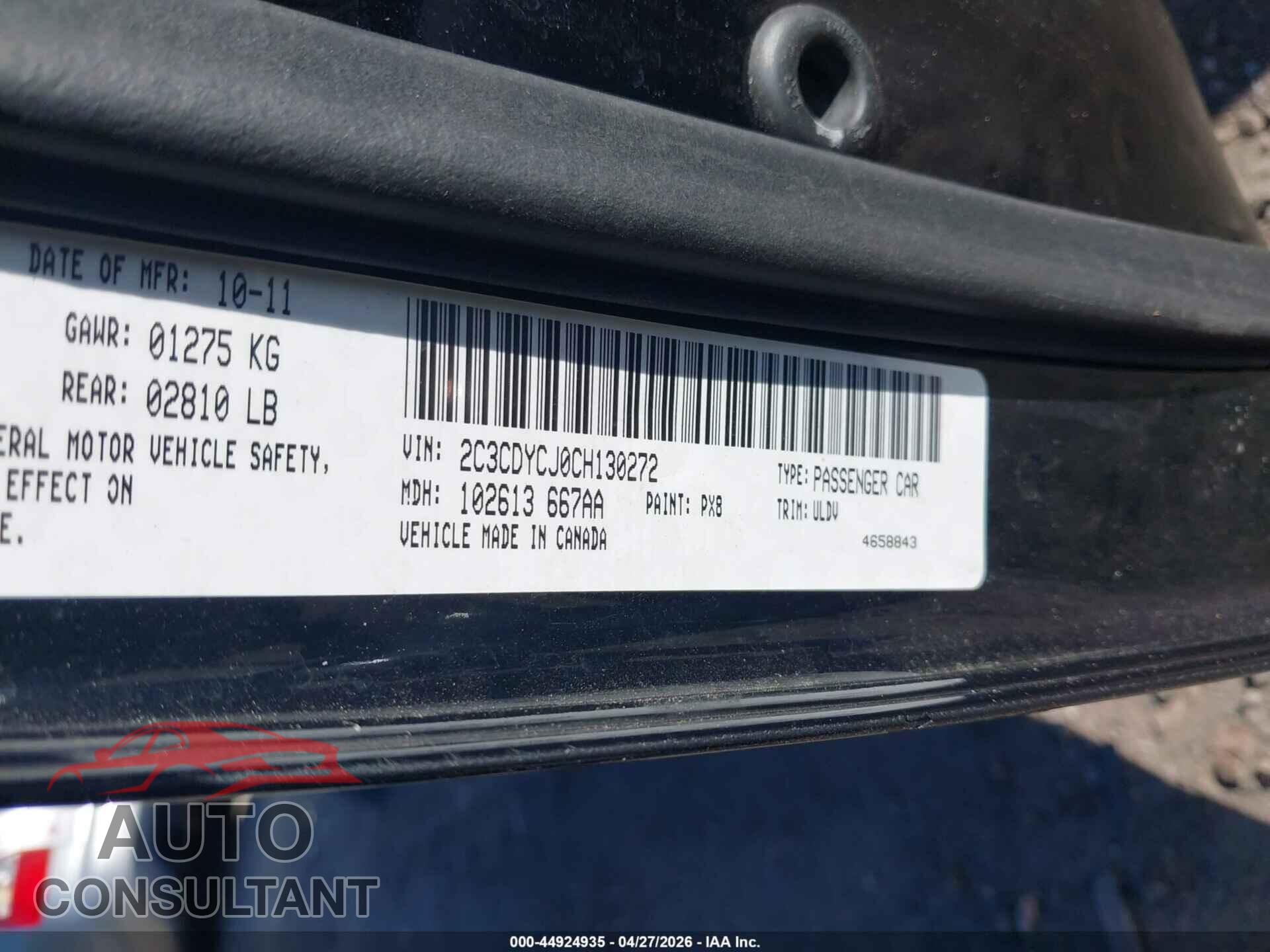 DODGE CHALLENGER 2012 - 2C3CDYCJ0CH130272