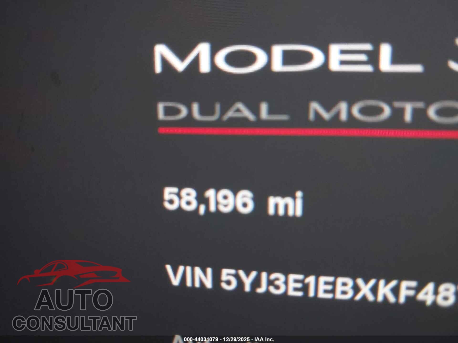 TESLA MODEL 3 2019 - 5YJ3E1EBXKF487436