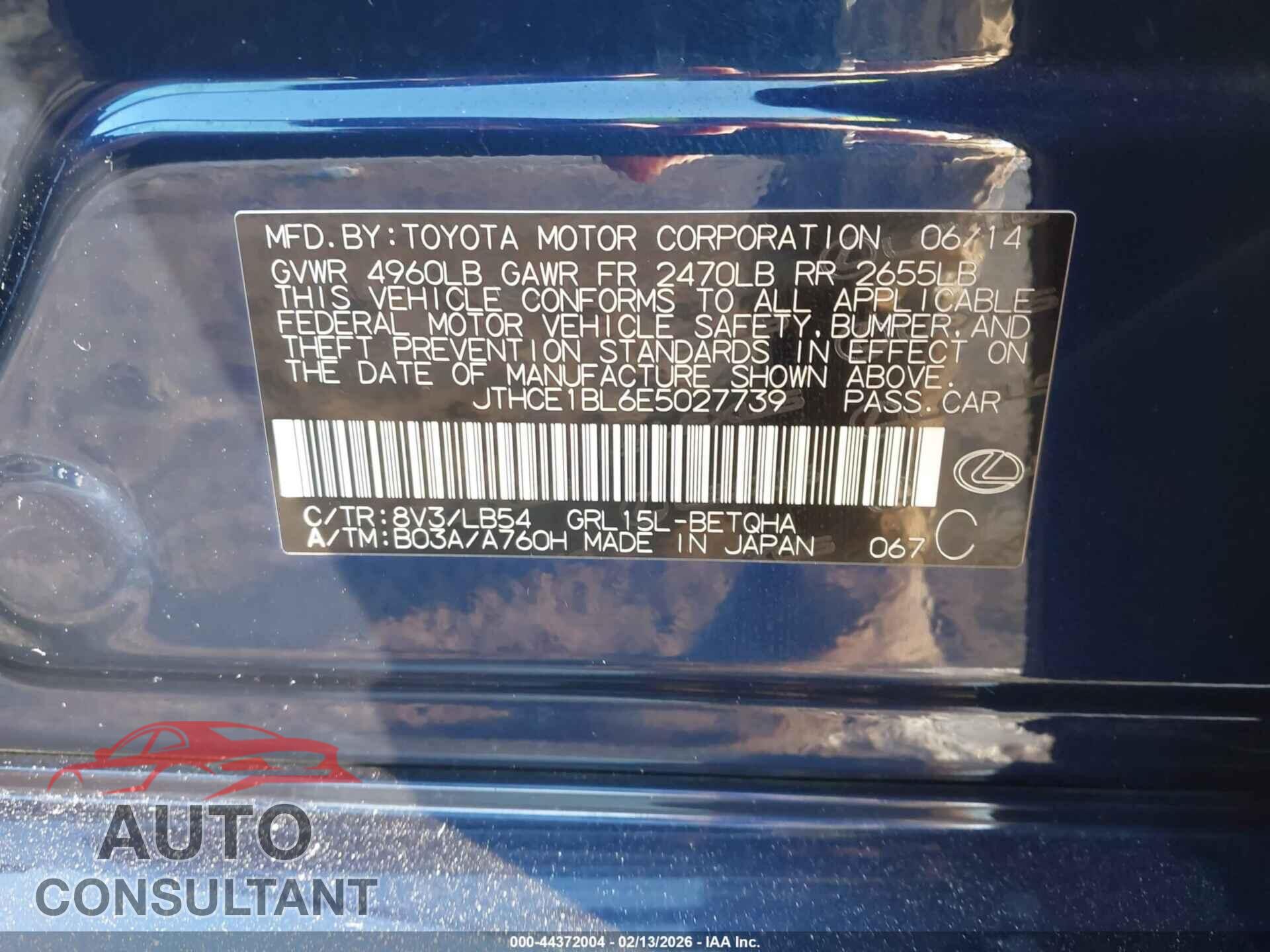 LEXUS GS 350 2014 - JTHCE1BL6E5027739