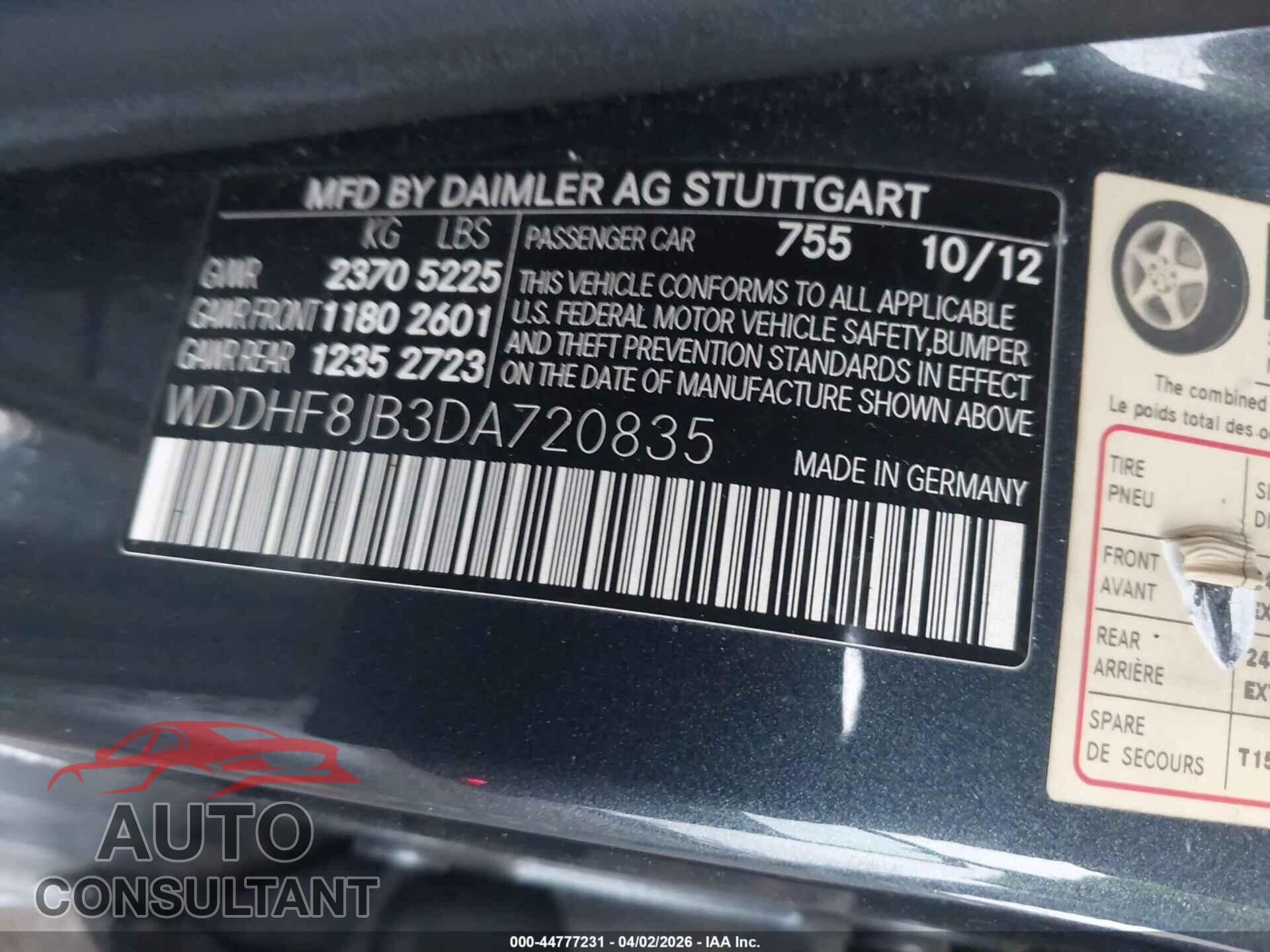 MERCEDES-BENZ E 350 2013 - WDDHF8JB3DA720835