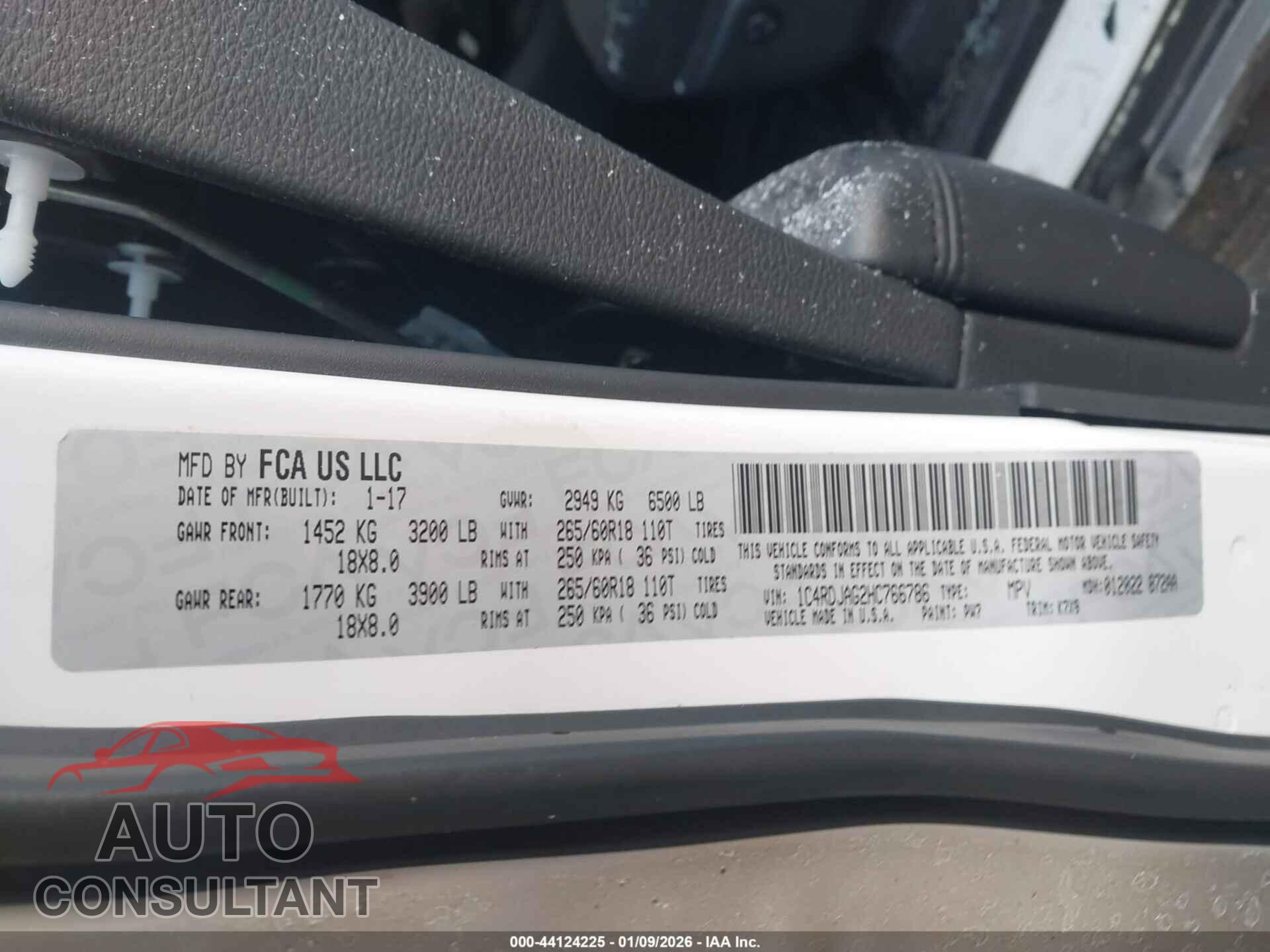 DODGE DURANGO 2017 - 1C4RDJAG2HC766786