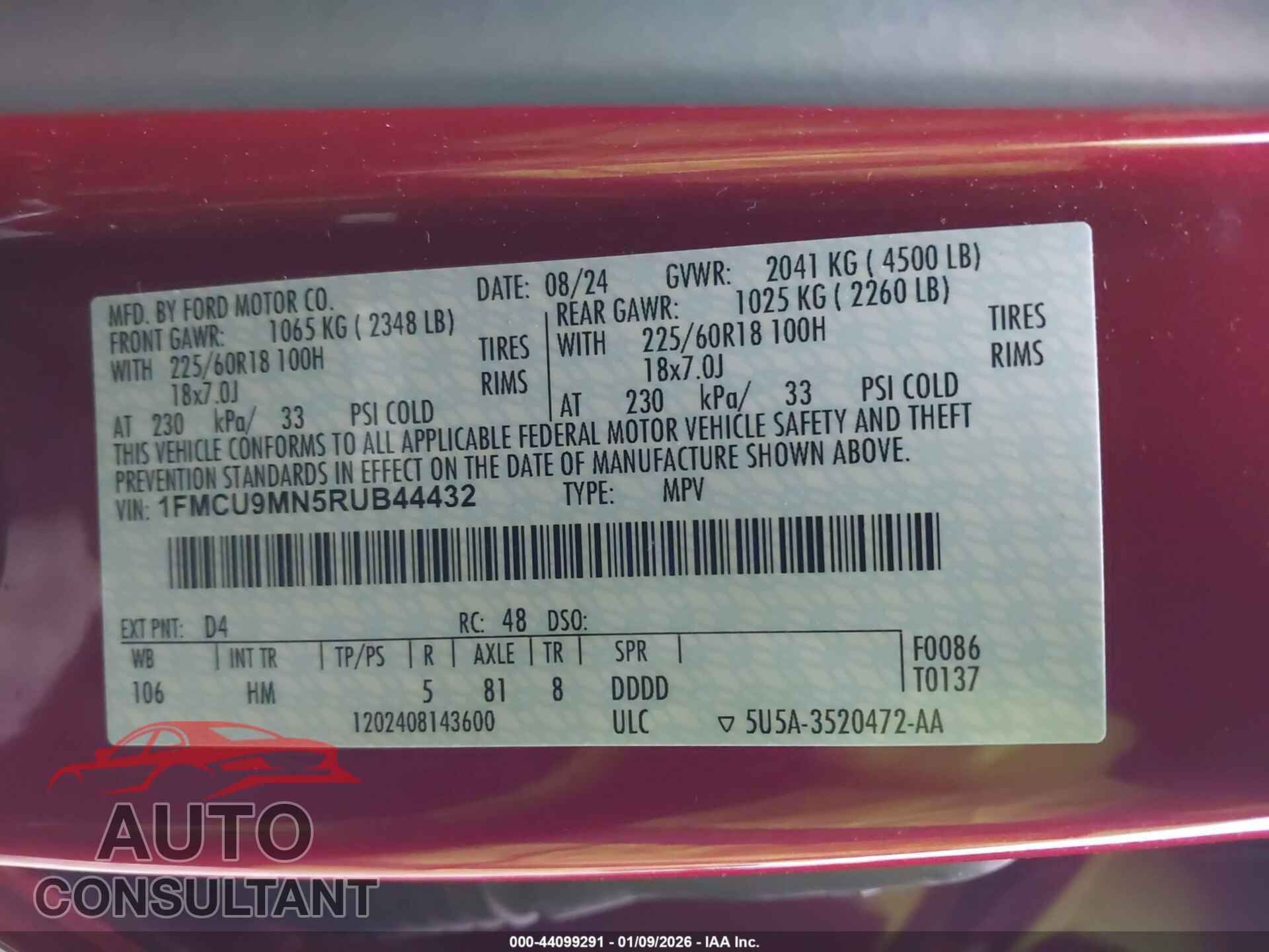 FORD ESCAPE 2024 - 1FMCU9MN5RUB44432