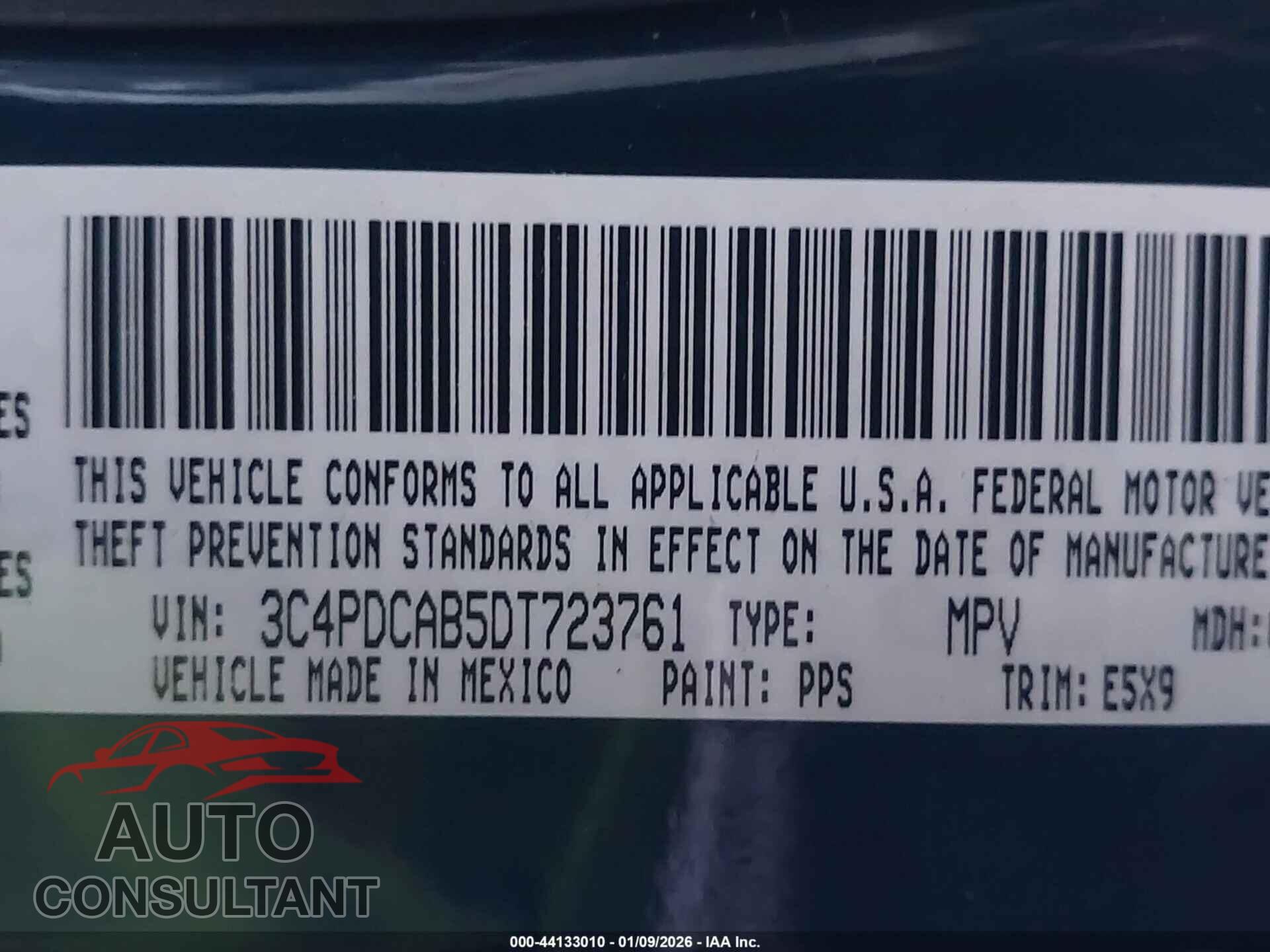 DODGE JOURNEY 2013 - 3C4PDCAB5DT723761