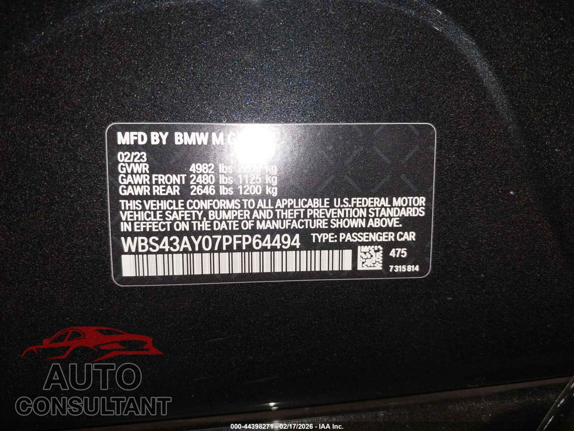 BMW M3 2023 - WBS43AY07PFP64494