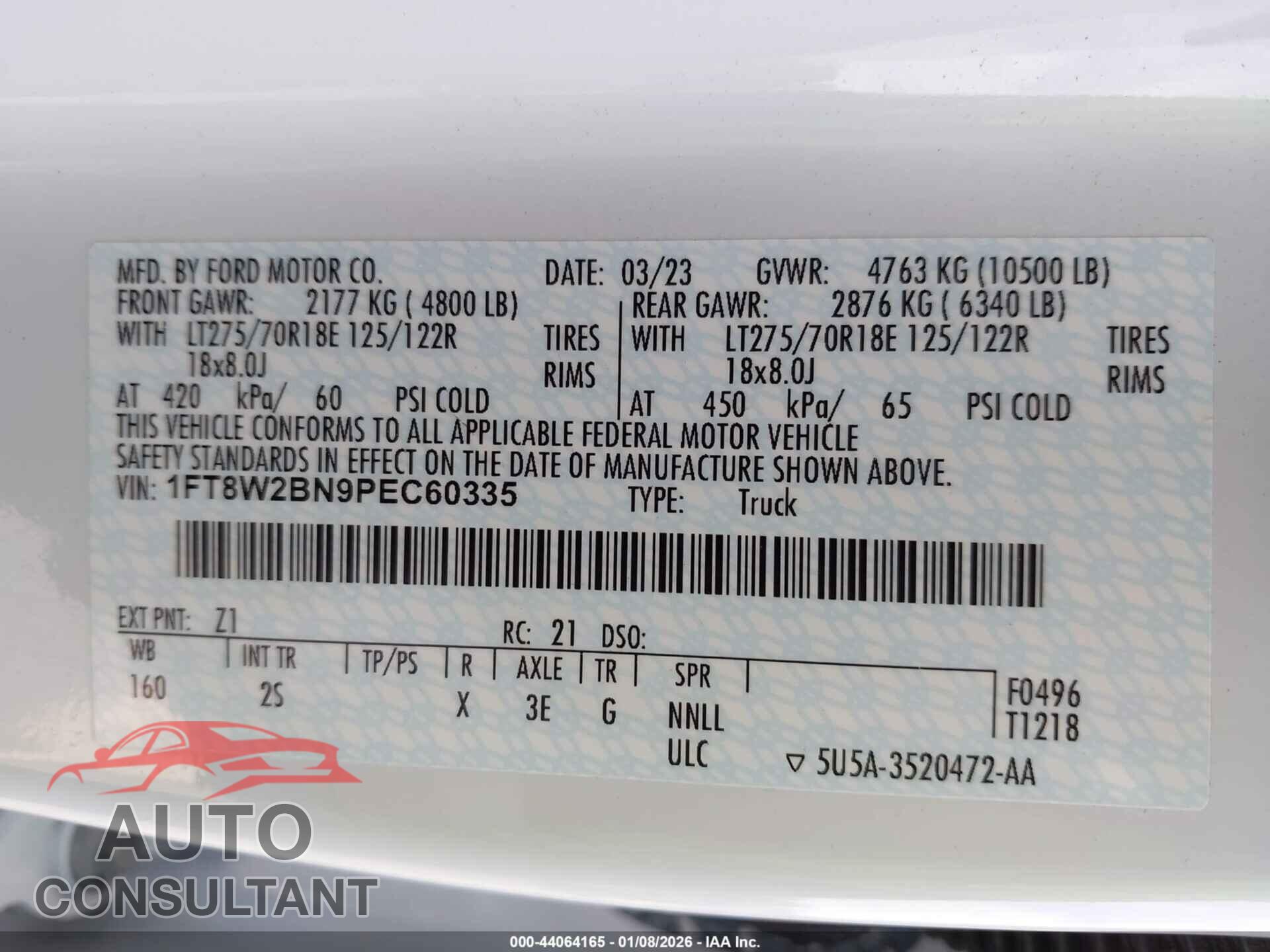 FORD F-250 2023 - 1FT8W2BN9PEC60335