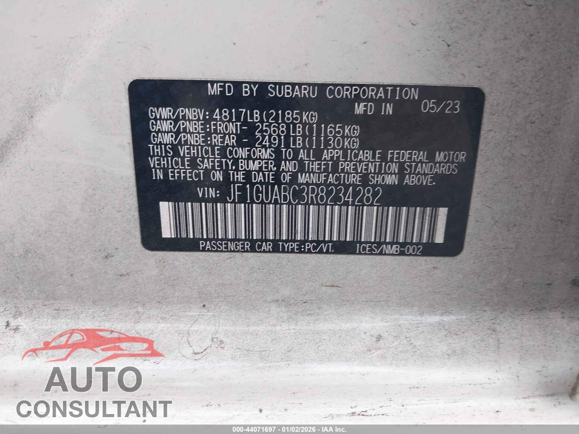 SUBARU IMPREZA 2024 - JF1GUABC3R8234282