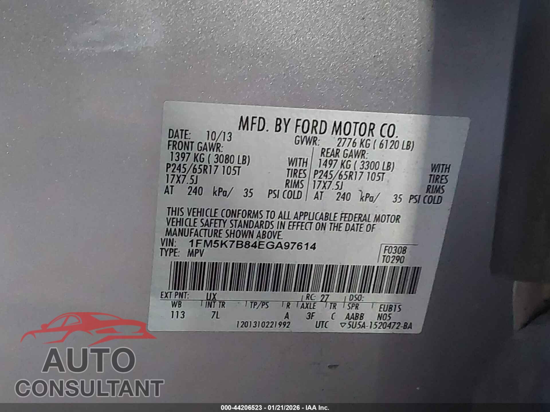 FORD EXPLORER 2014 - 1FM5K7B84EGA97614