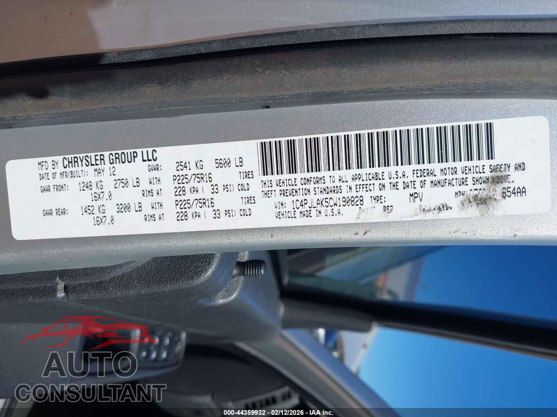 JEEP LIBERTY 2012 - 1C4PJLAK5CW190828