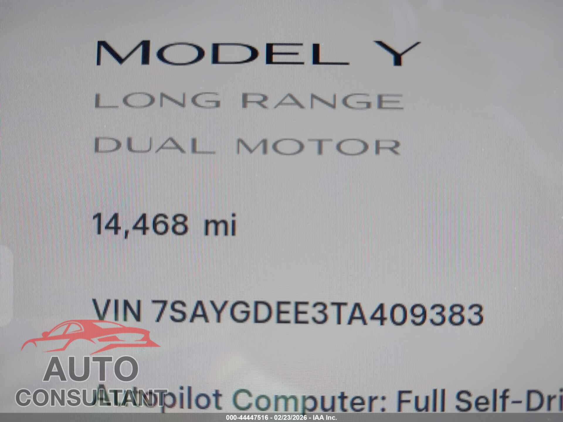 TESLA MODEL Y 2026 - 7SAYGDEE3TA409383