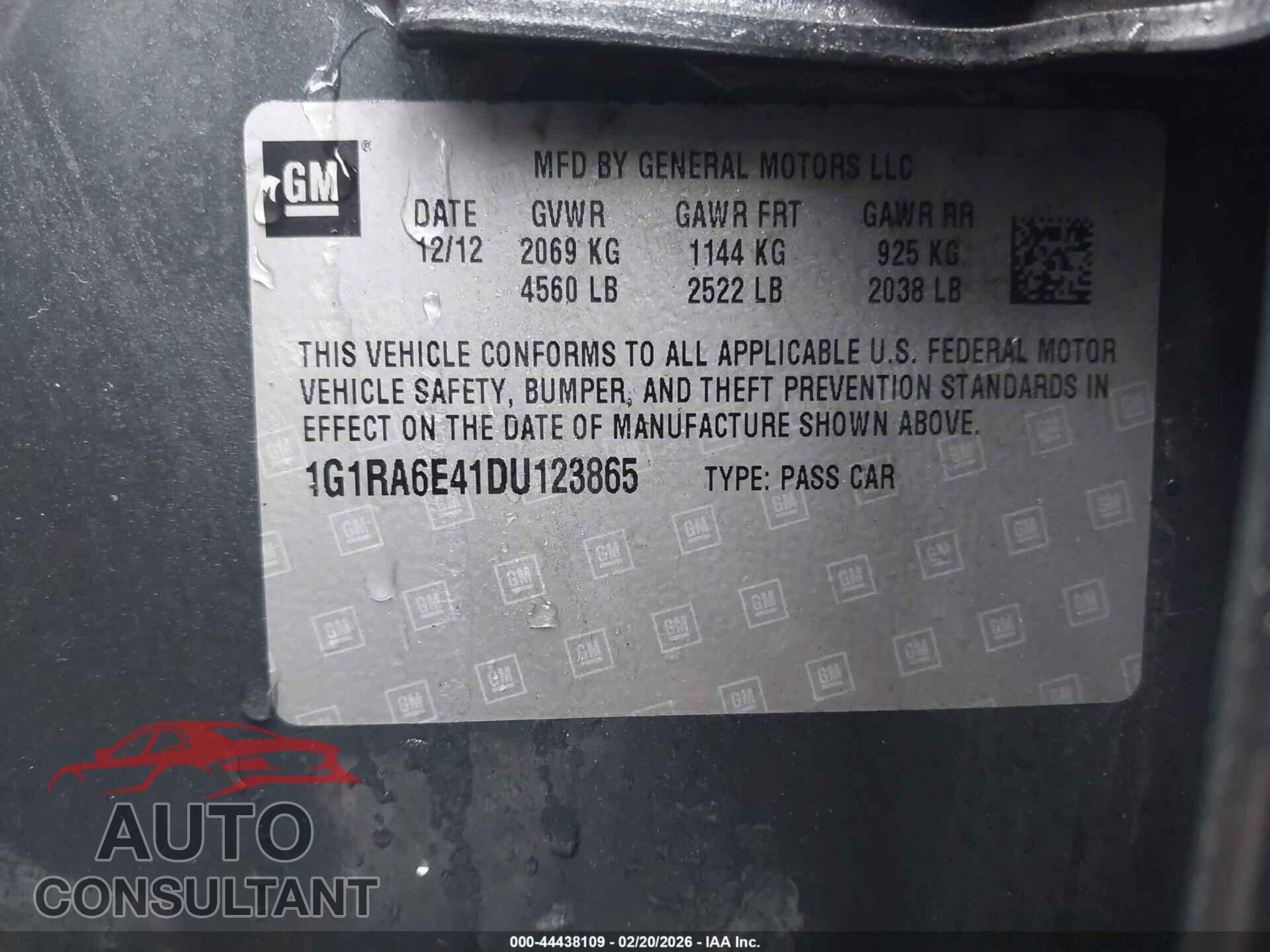 CHEVROLET VOLT 2013 - 1G1RA6E41DU123865