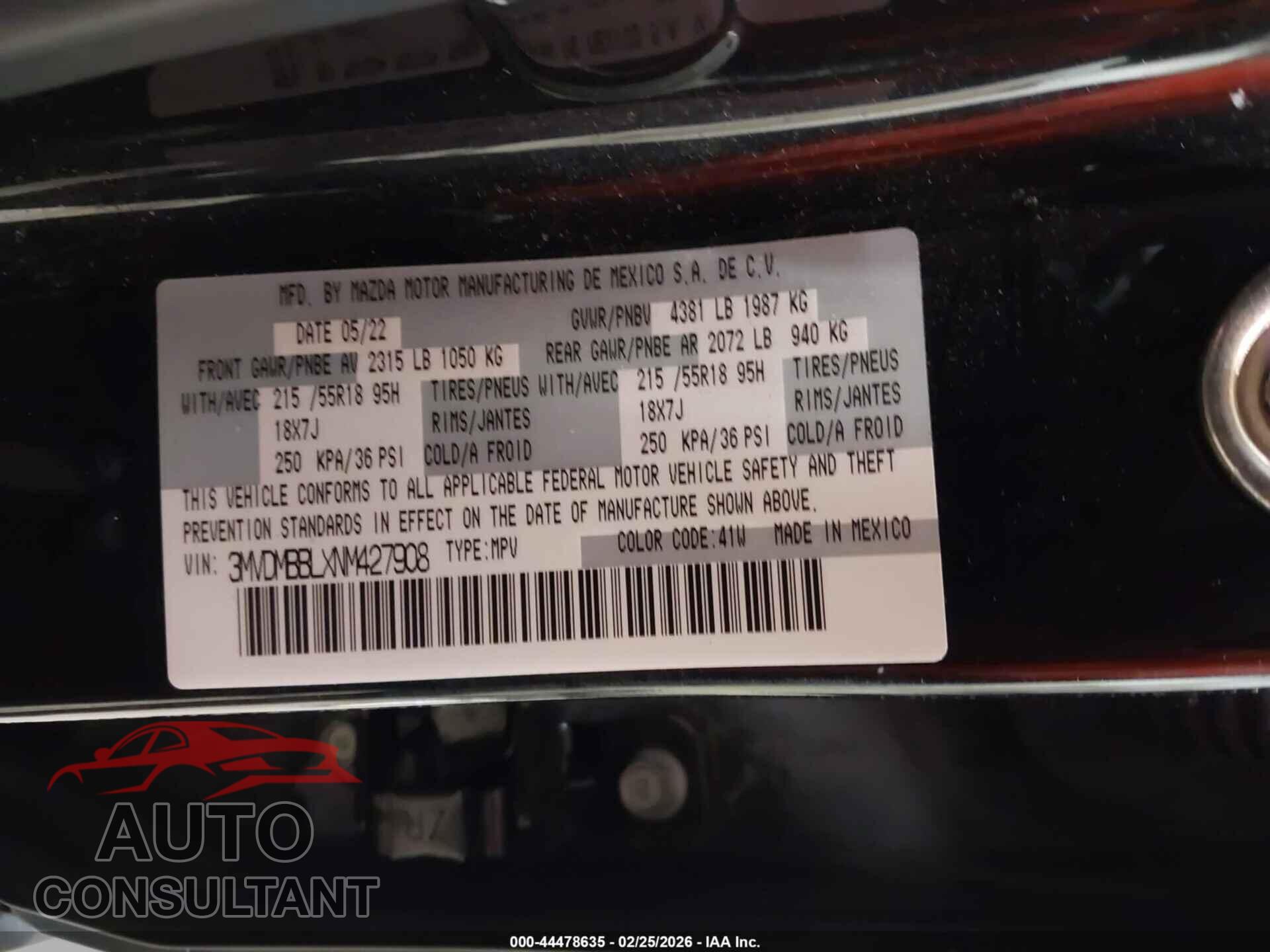 MAZDA CX-30 2022 - 3MVDMBBLXNM427908