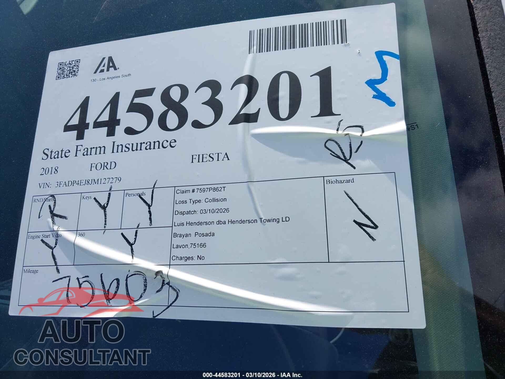 FORD FIESTA 2018 - 3FADP4EJ8JM127279