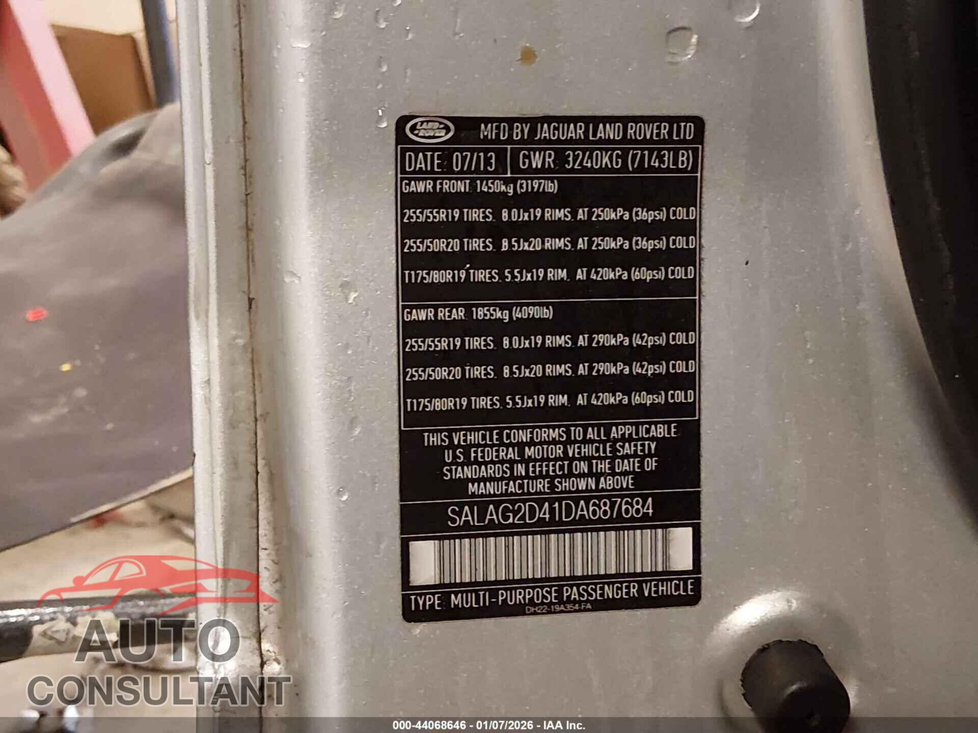 LAND ROVER LR4 2013 - SALAG2D41DA687684