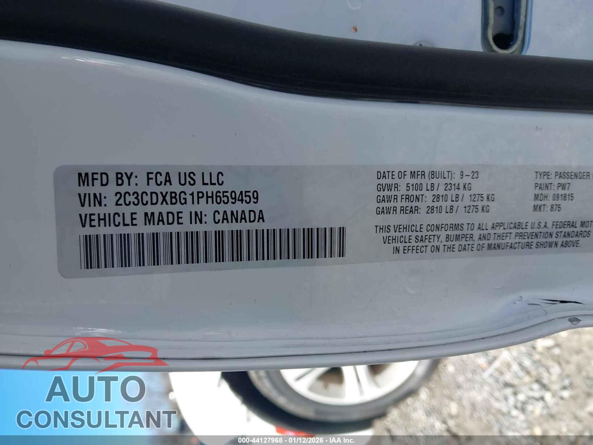 DODGE CHARGER 2023 - 2C3CDXBG1PH659459