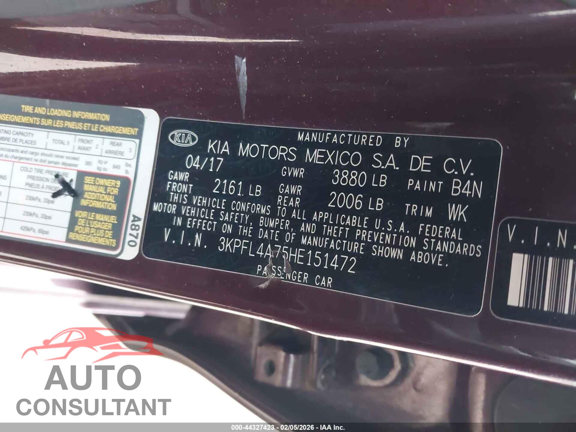 KIA FORTE 2017 - 3KPFL4A75HE151472