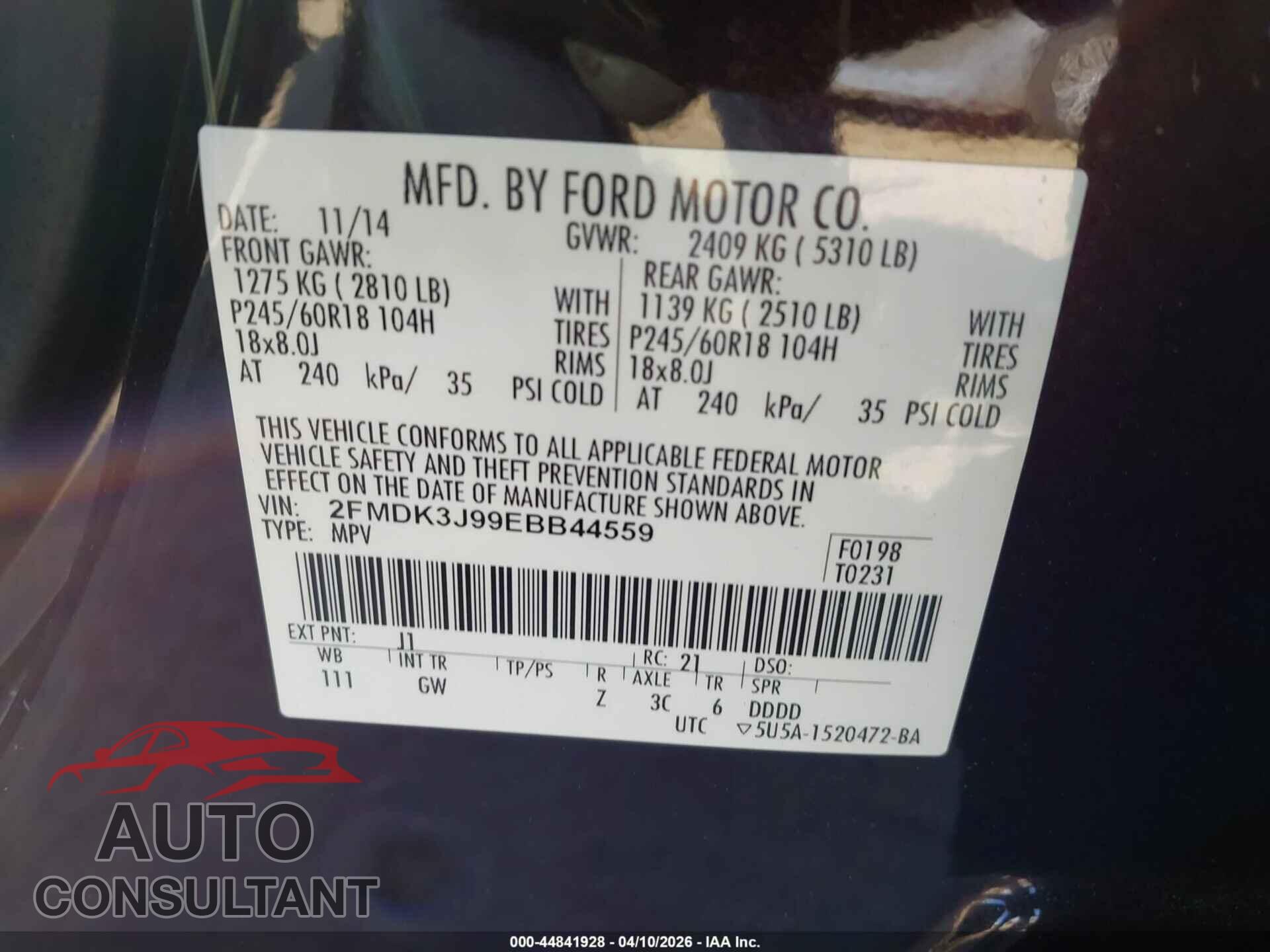 FORD EDGE 2014 - 2FMDK3J99EBB44559