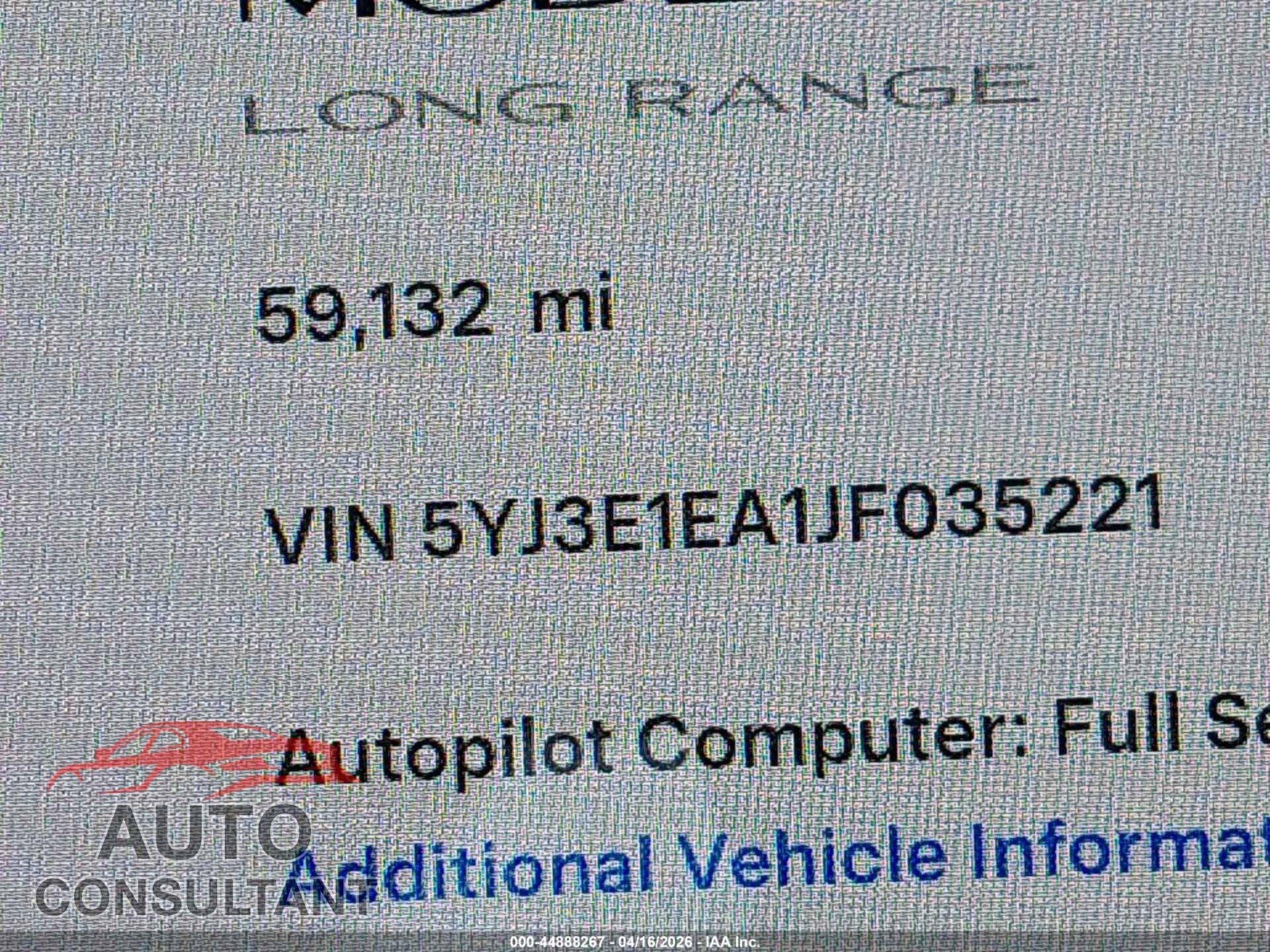 TESLA MODEL 3 2018 - 5YJ3E1EA1JF035221