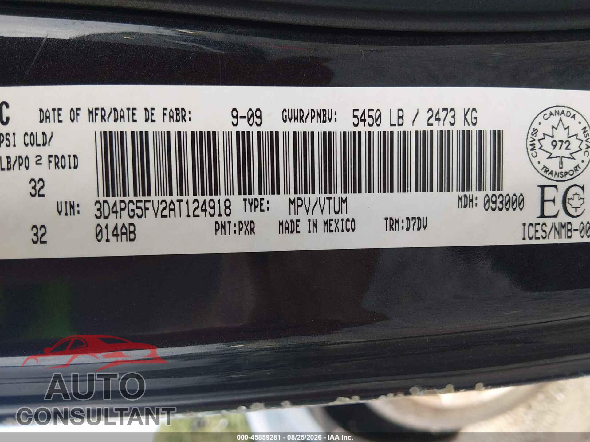 DODGE JOURNEY 2010 - 3D4PG5FV2AT124918
