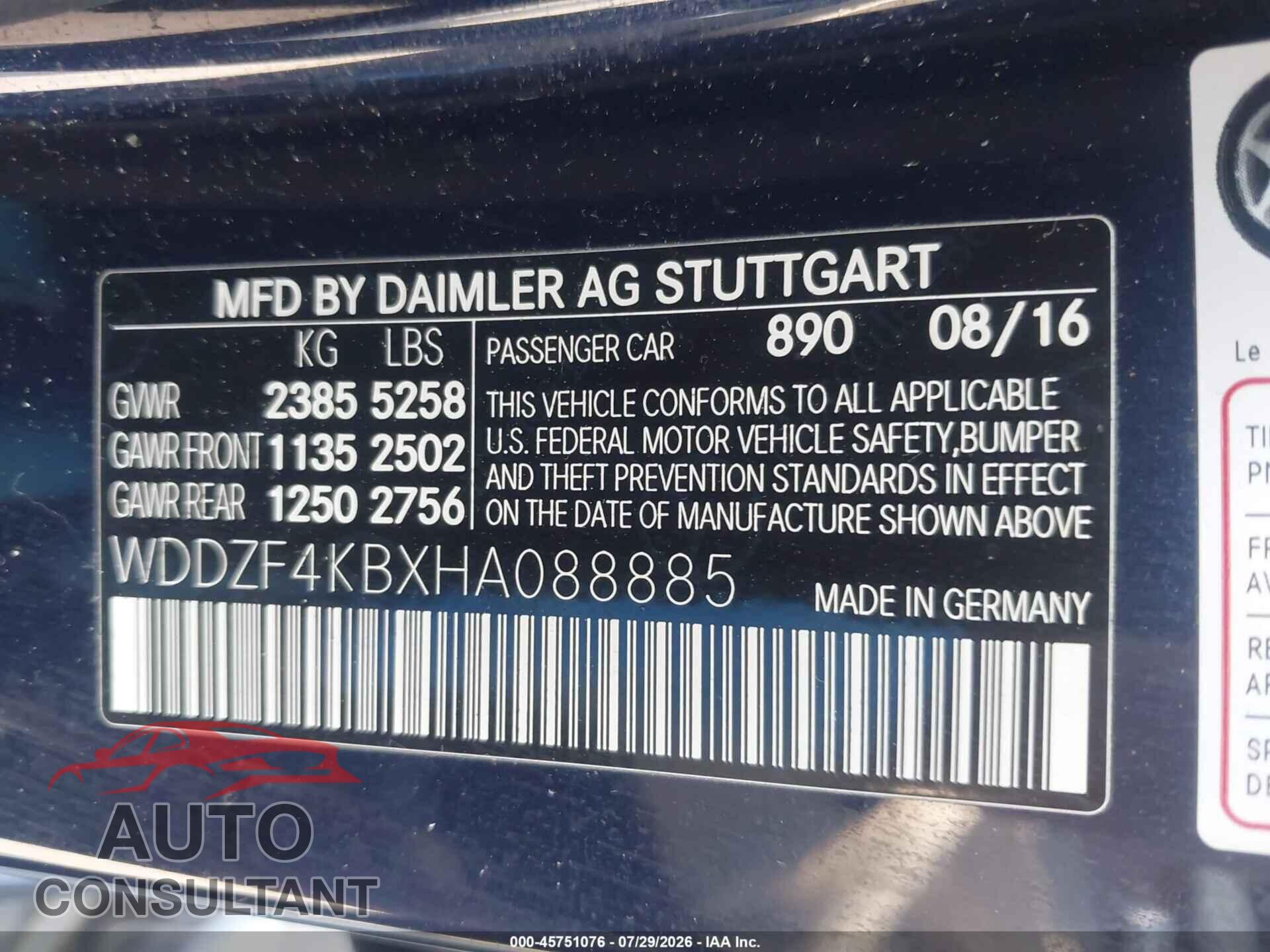 MERCEDES-BENZ E 300 2017 - WDDZF4KBXHA088885