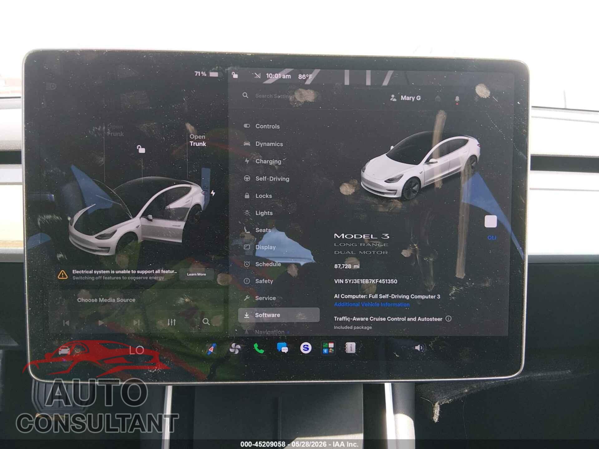 TESLA MODEL 3 2019 - 5YJ3E1EB7KF451350