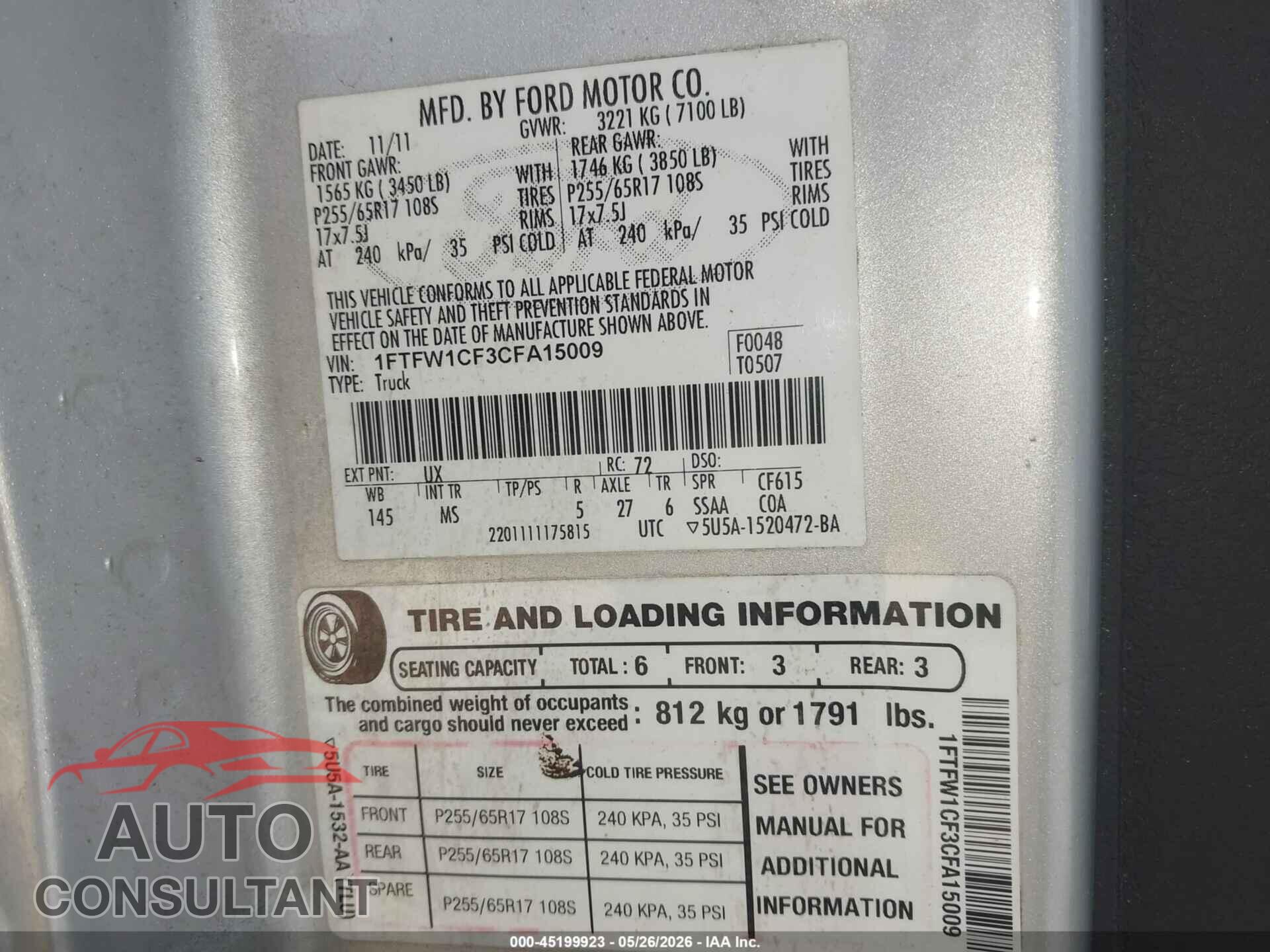 FORD F-150 2012 - 1FTFW1CF3CFA15009