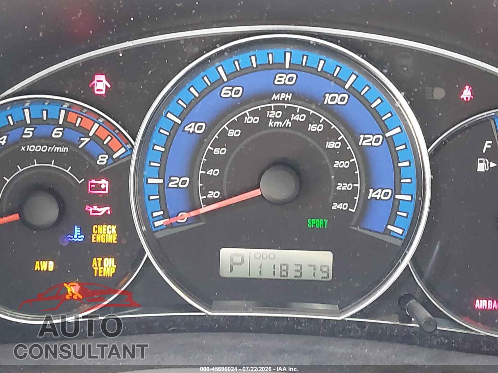 SUBARU FORESTER 2009 - JF2SH61699H767840