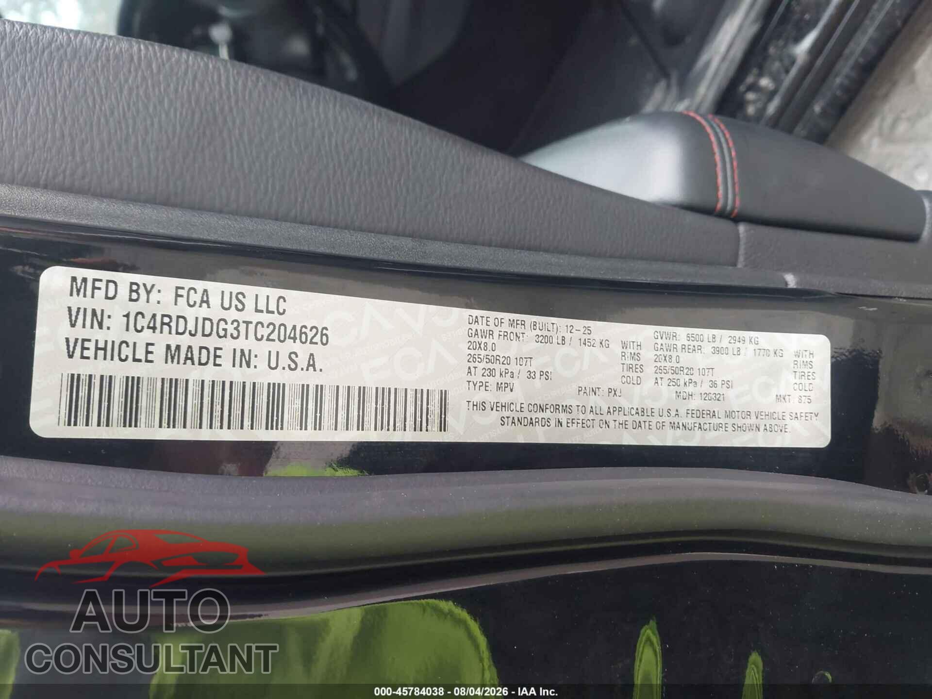 DODGE DURANGO 2026 - 1C4RDJDG3TC204626