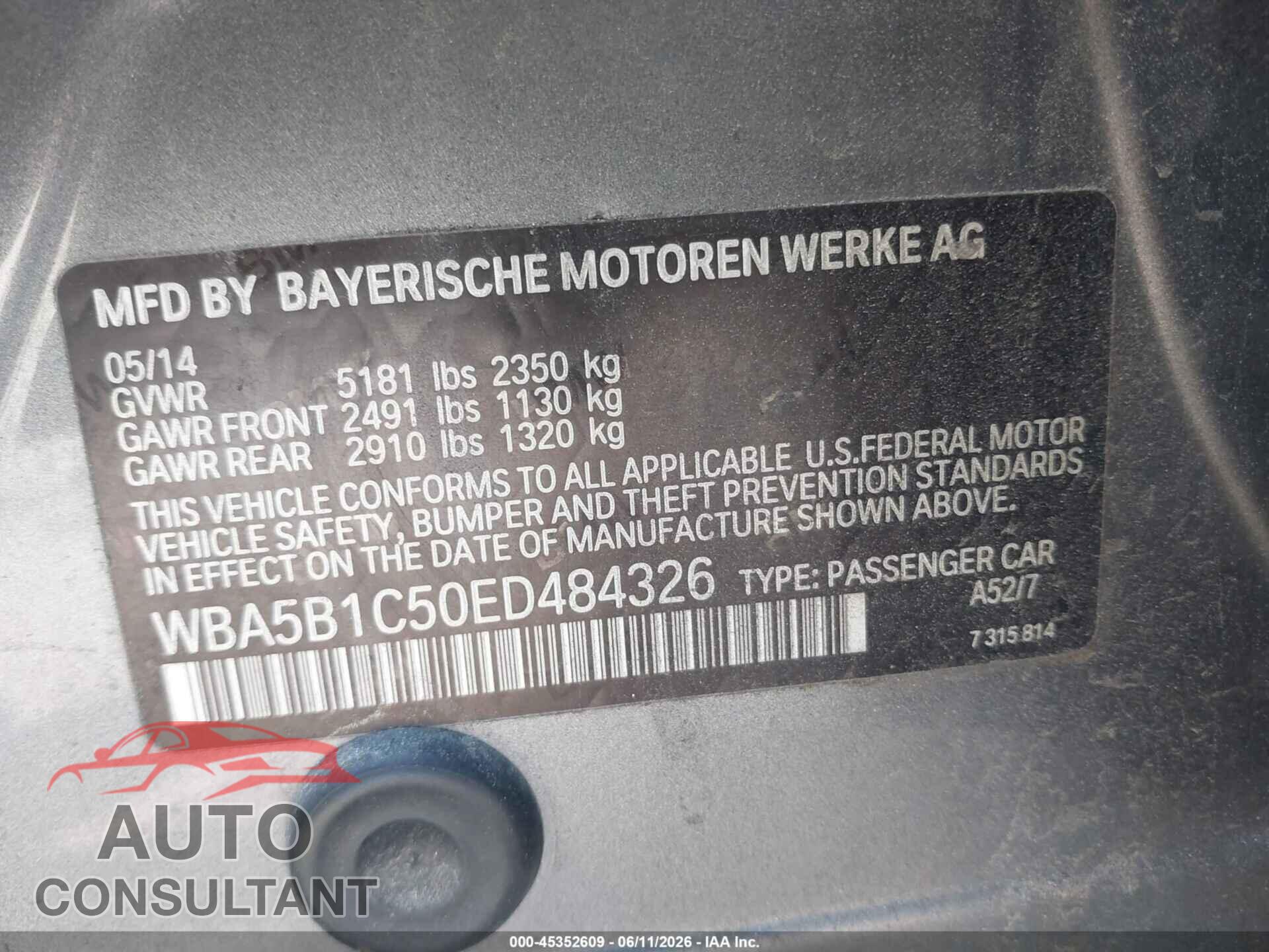 BMW 535I 2014 - WBA5B1C50ED484326
