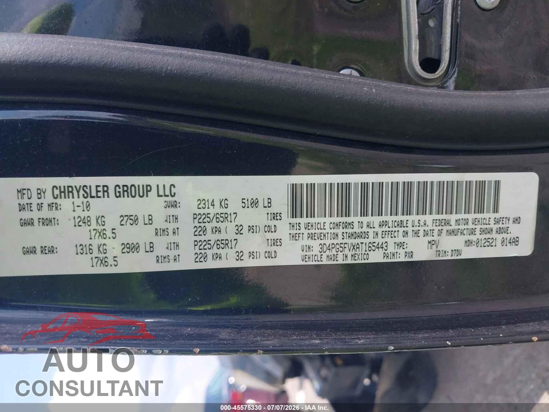 DODGE JOURNEY 2010 - 3D4PG5FVXAT165443