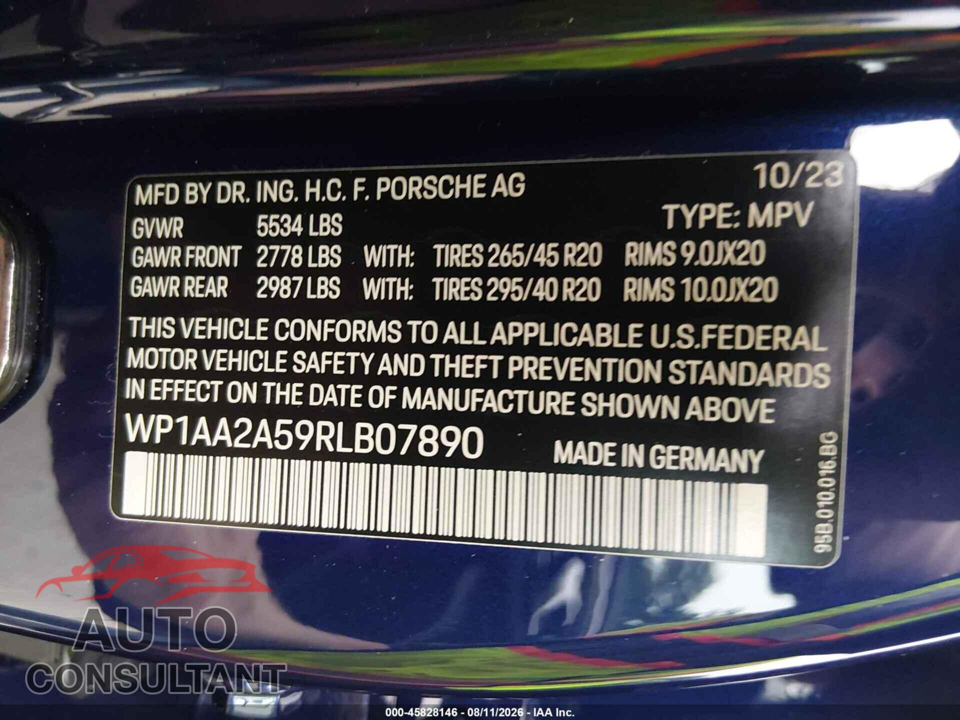 PORSCHE MACAN 2024 - WP1AA2A59RLB07890