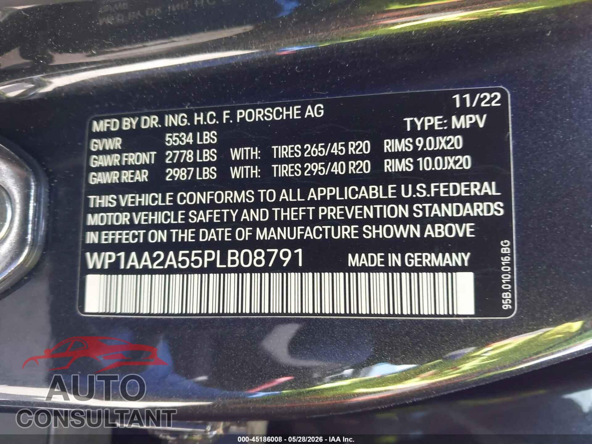 PORSCHE MACAN 2023 - WP1AA2A55PLB08791