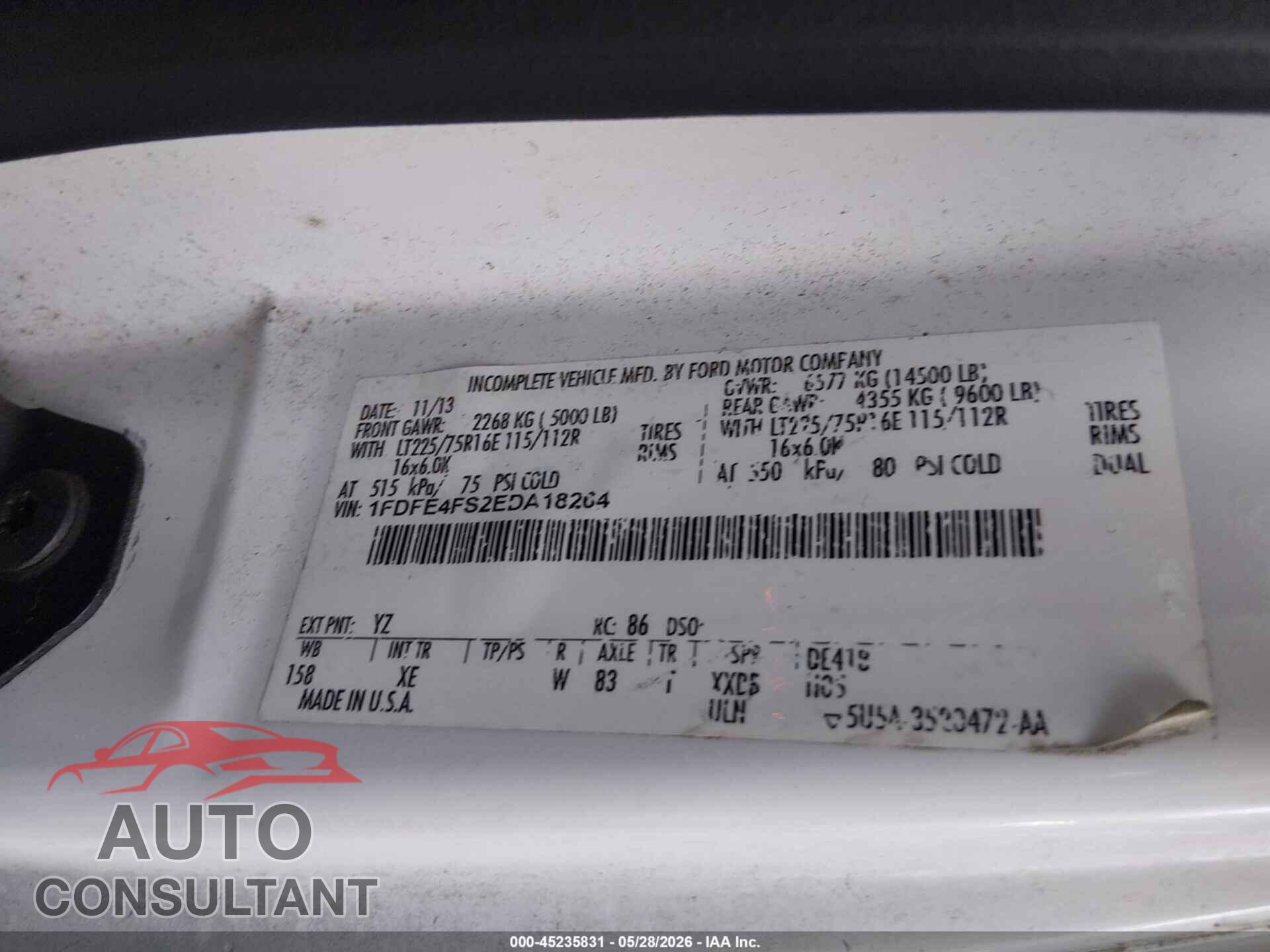 FORD E-450 CUTAWAY 2014 - 1FDFE4FS2EDA18264
