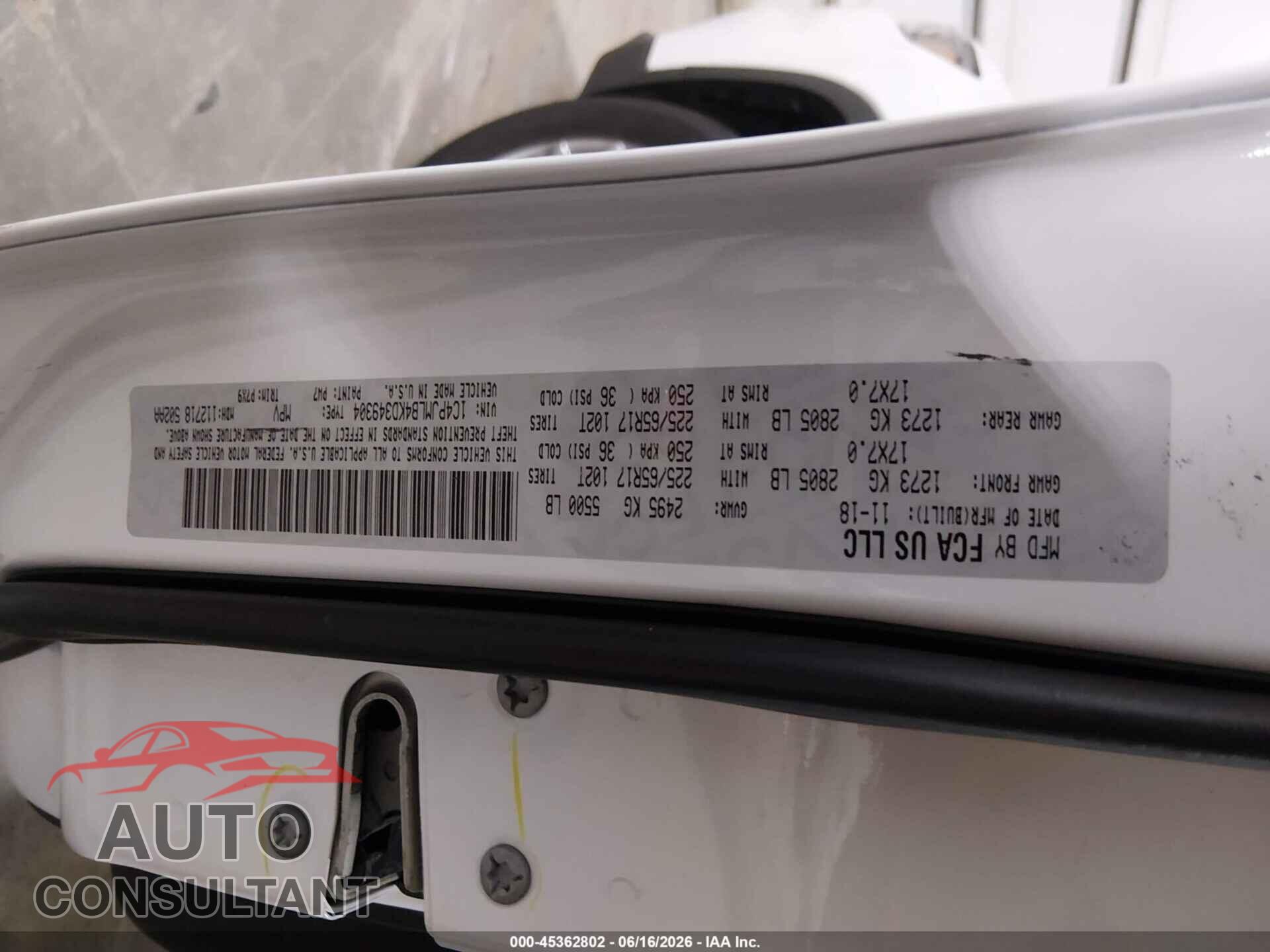 JEEP CHEROKEE 2019 - 1C4PJMLB4KD349304