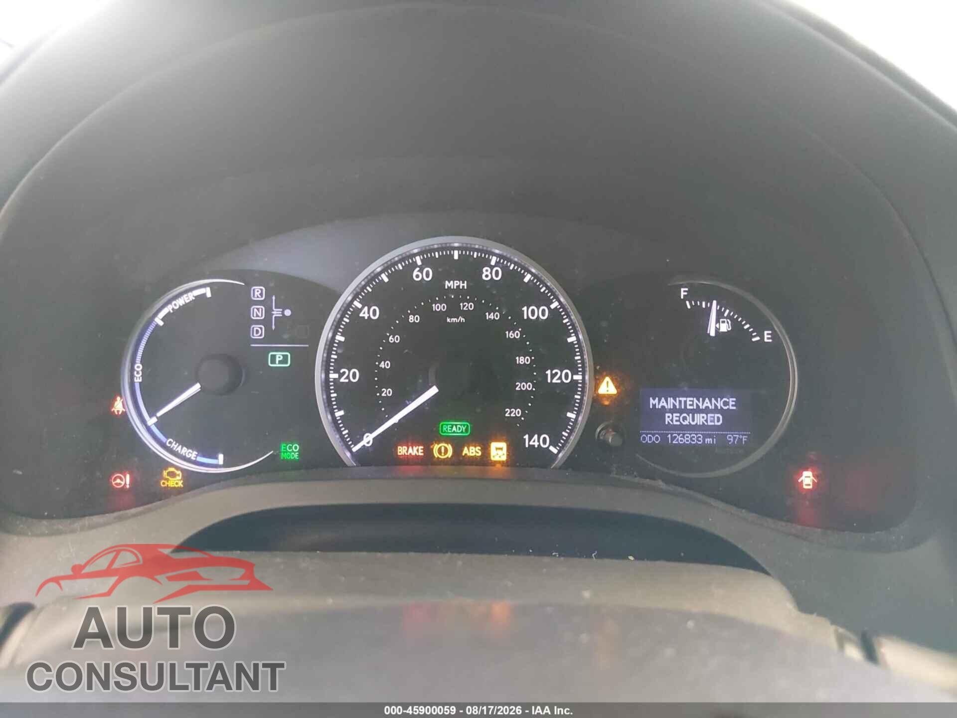 LEXUS CT 200H 2013 - JTHKD5BH2D2134921