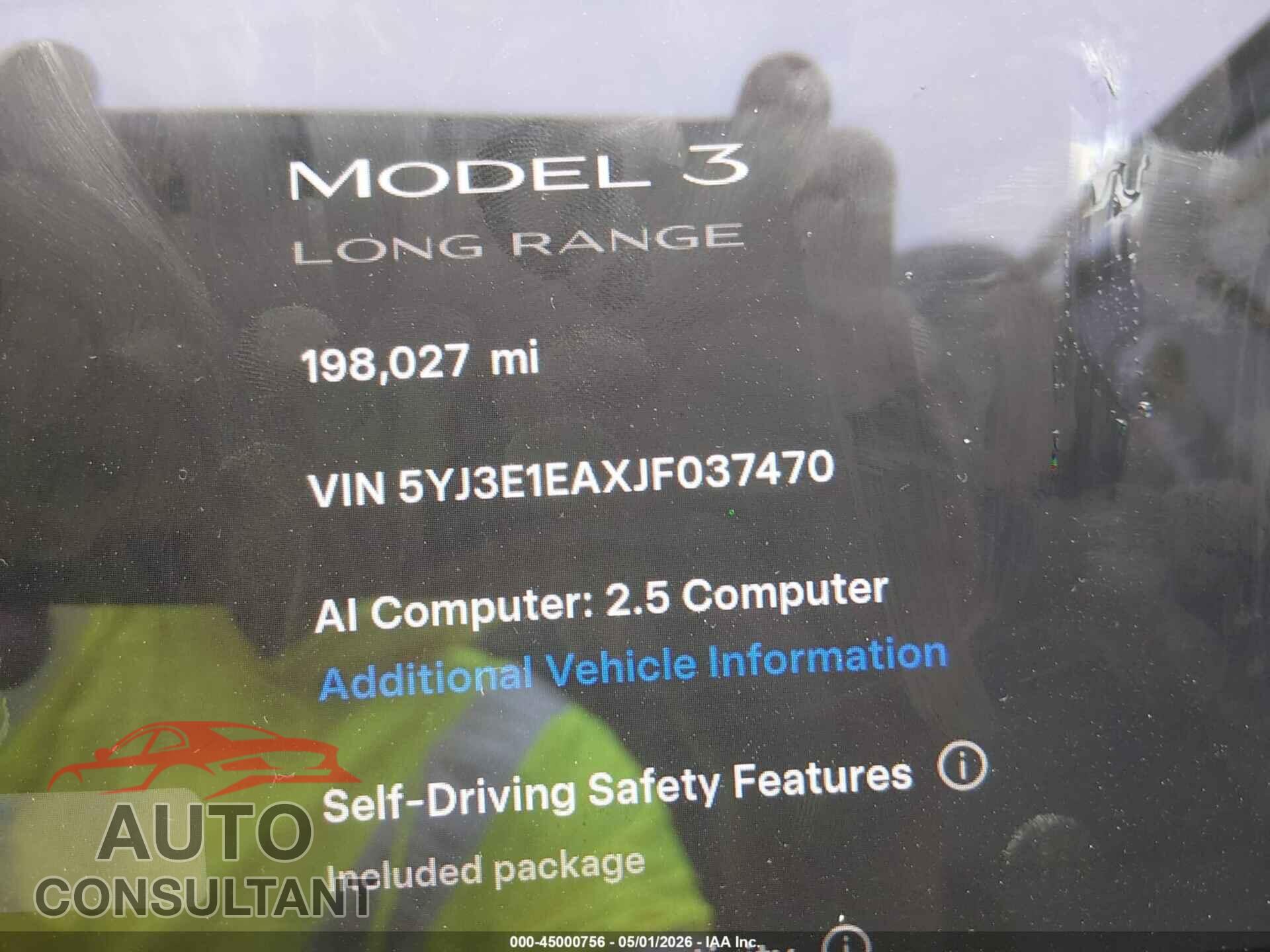 TESLA MODEL 3 2018 - 5YJ3E1EAXJF037470
