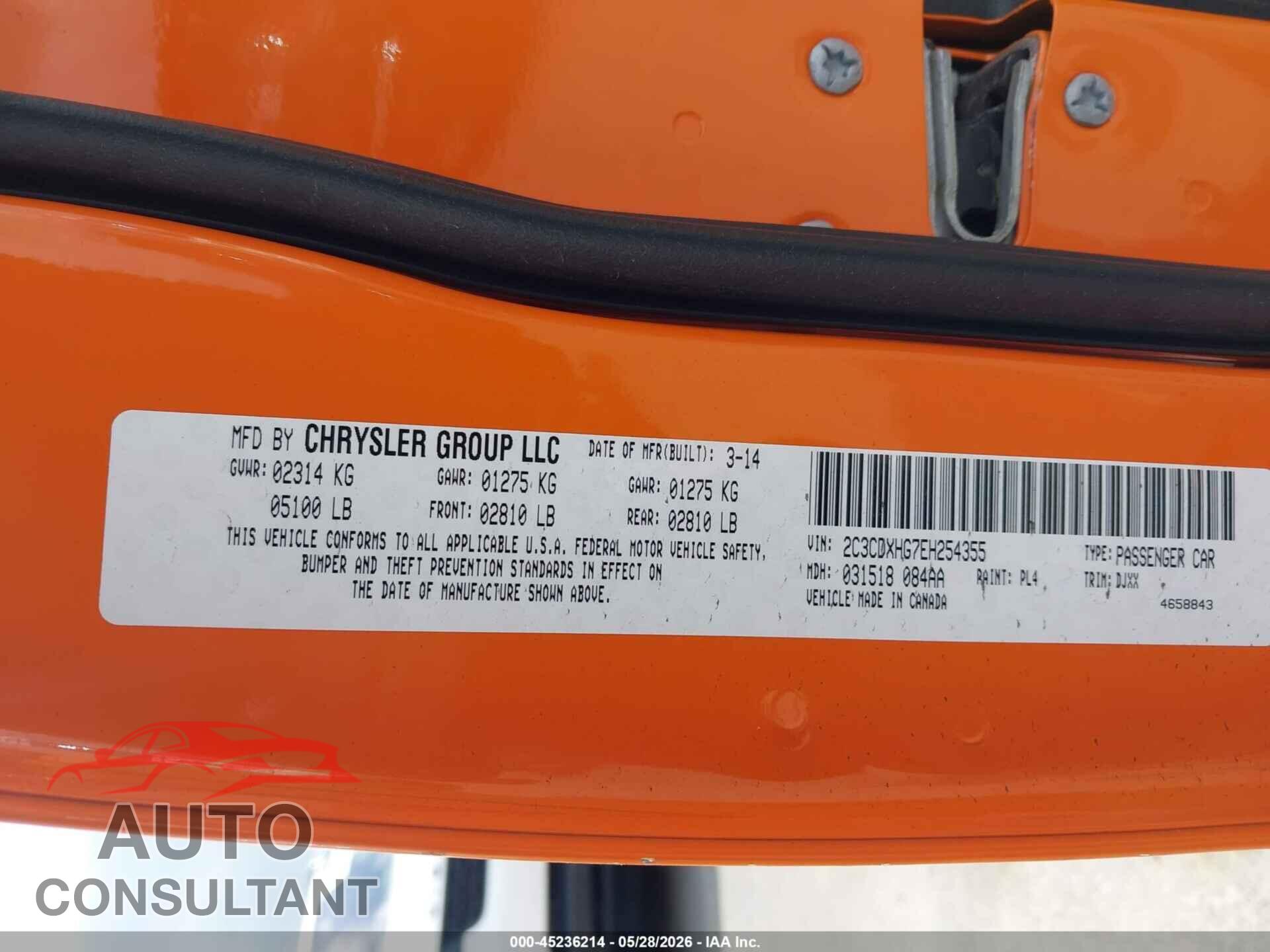 DODGE CHARGER 2014 - 2C3CDXHG7EH254355
