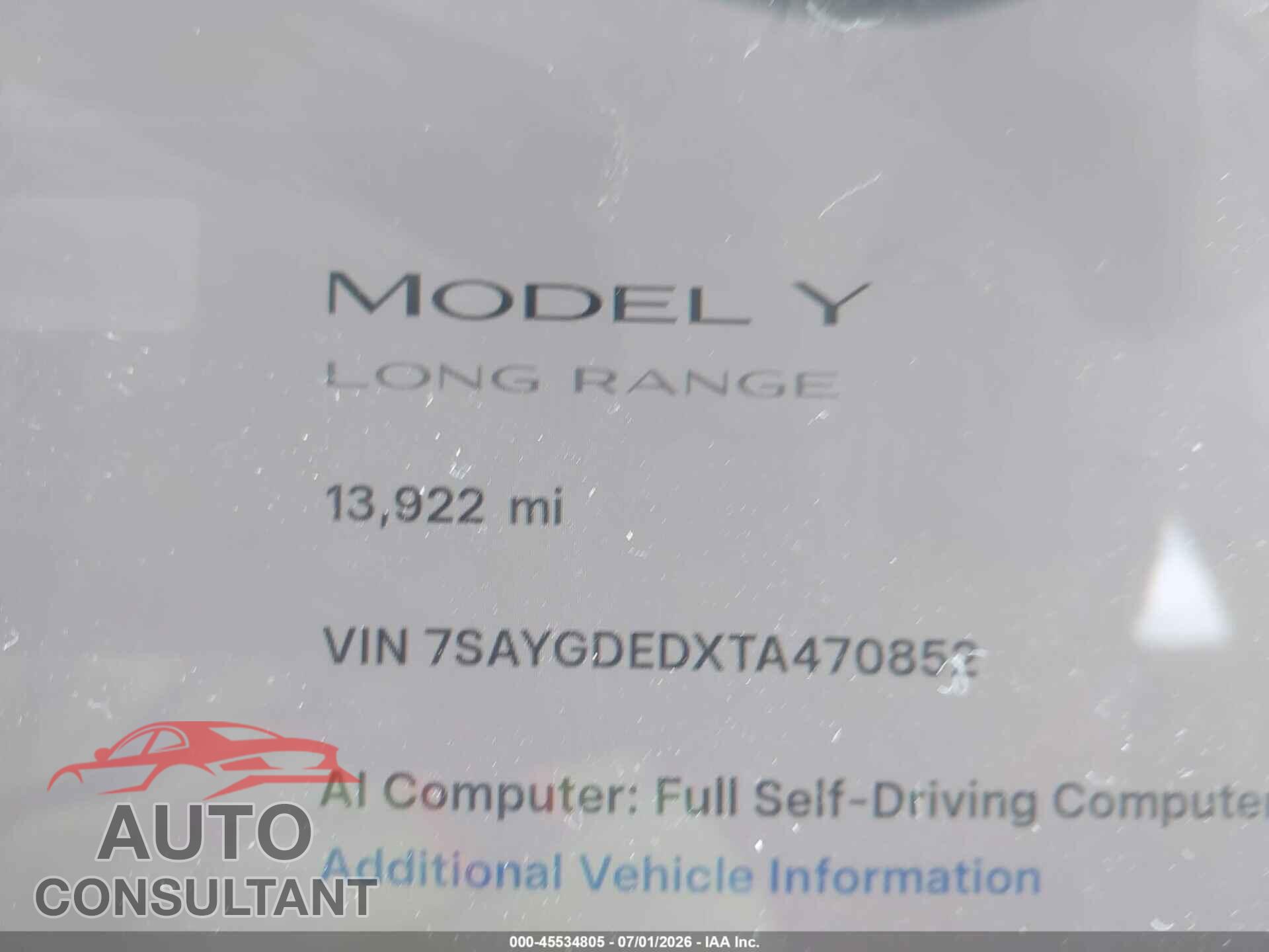 TESLA MODEL Y 2026 - 7SAYGDEDXTA470852
