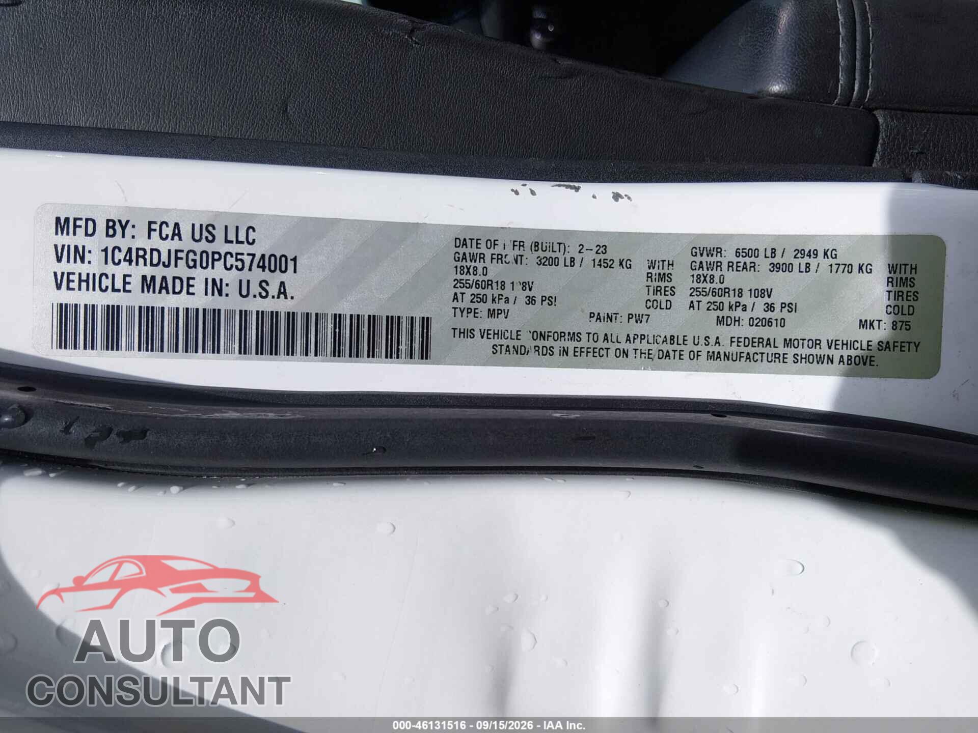 DODGE DURANGO 2023 - 1C4RDJFG0PC574001