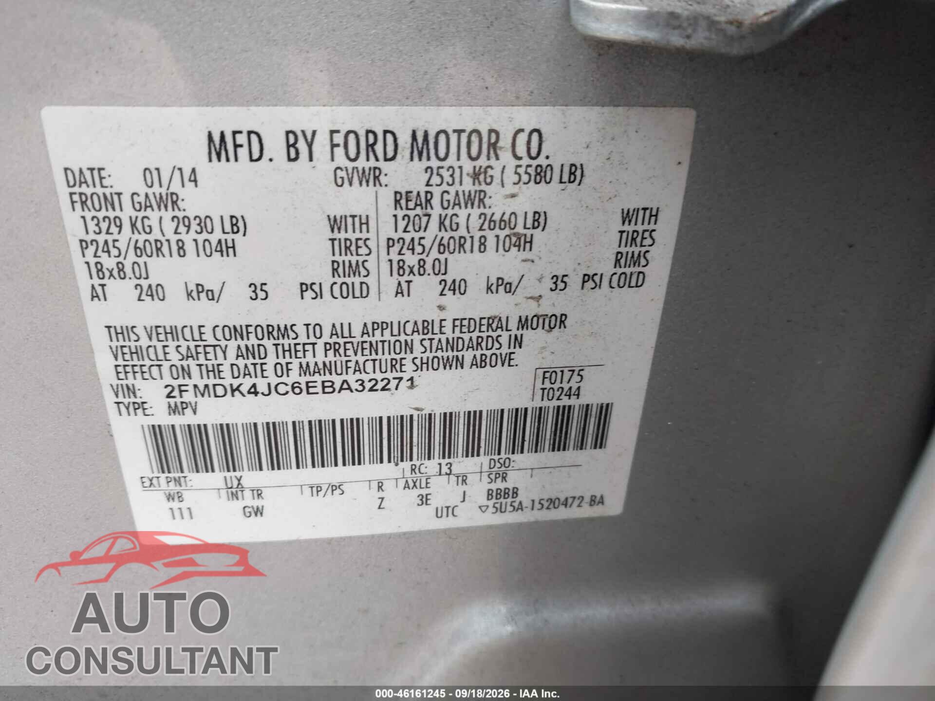 FORD EDGE 2014 - 2FMDK4JC6EBA32271